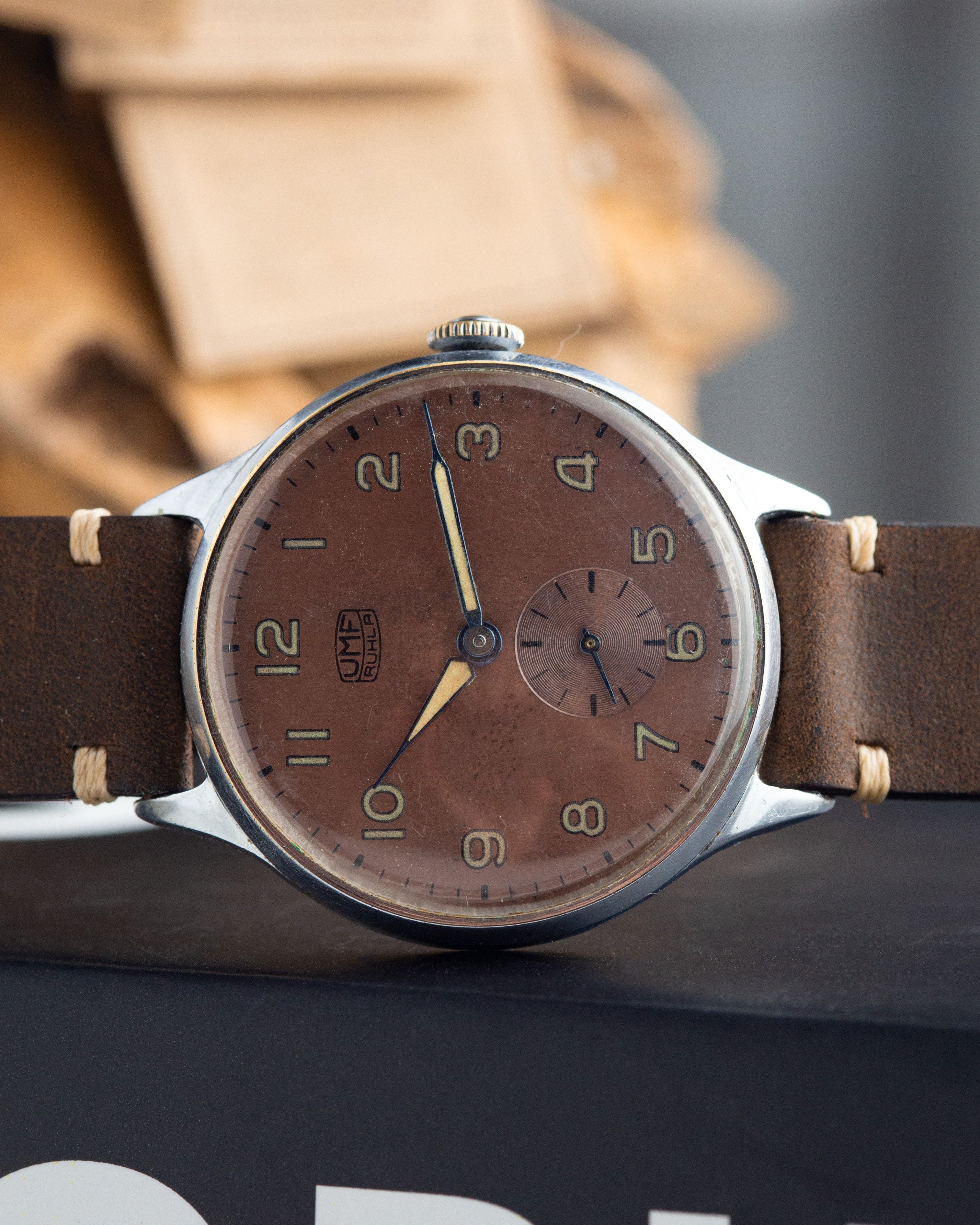 Vintage Watch "UMF Ruhla", German Watch with Chocolate Dial - VintageDuMarko