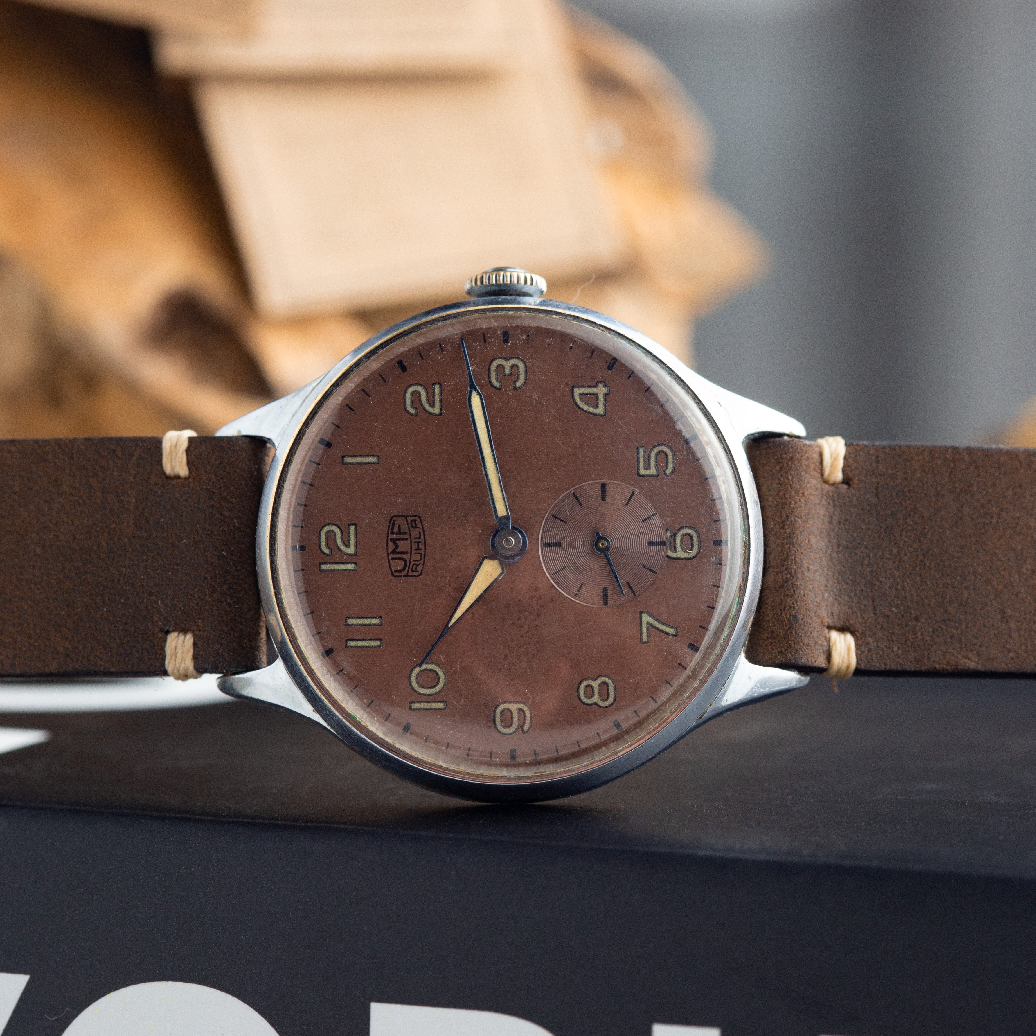Vintage Watch "UMF Ruhla", German Watch with Chocolate Dial - VintageDuMarko
