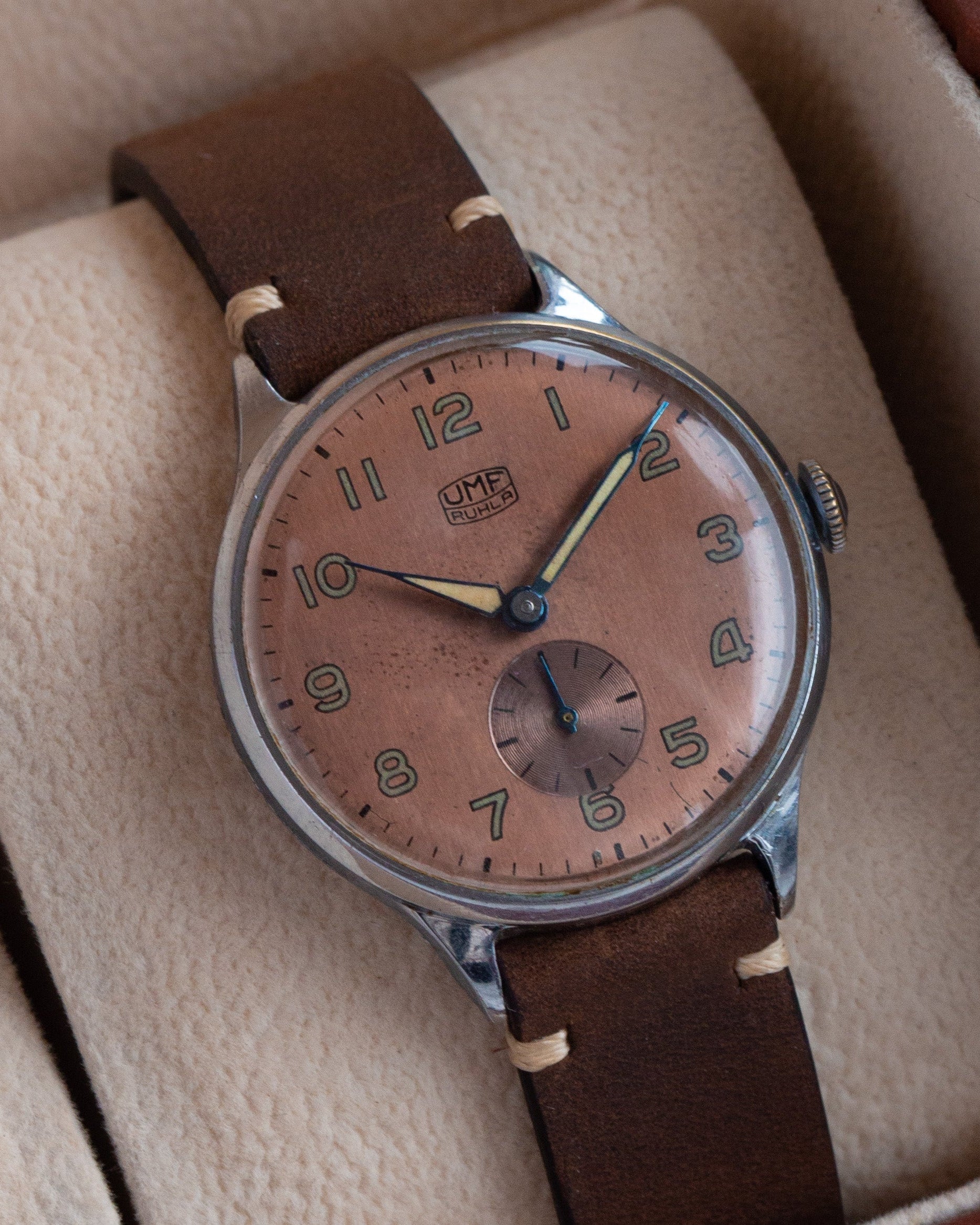 Vintage Watch "UMF Ruhla", German Watch with Chocolate Dial - VintageDuMarko