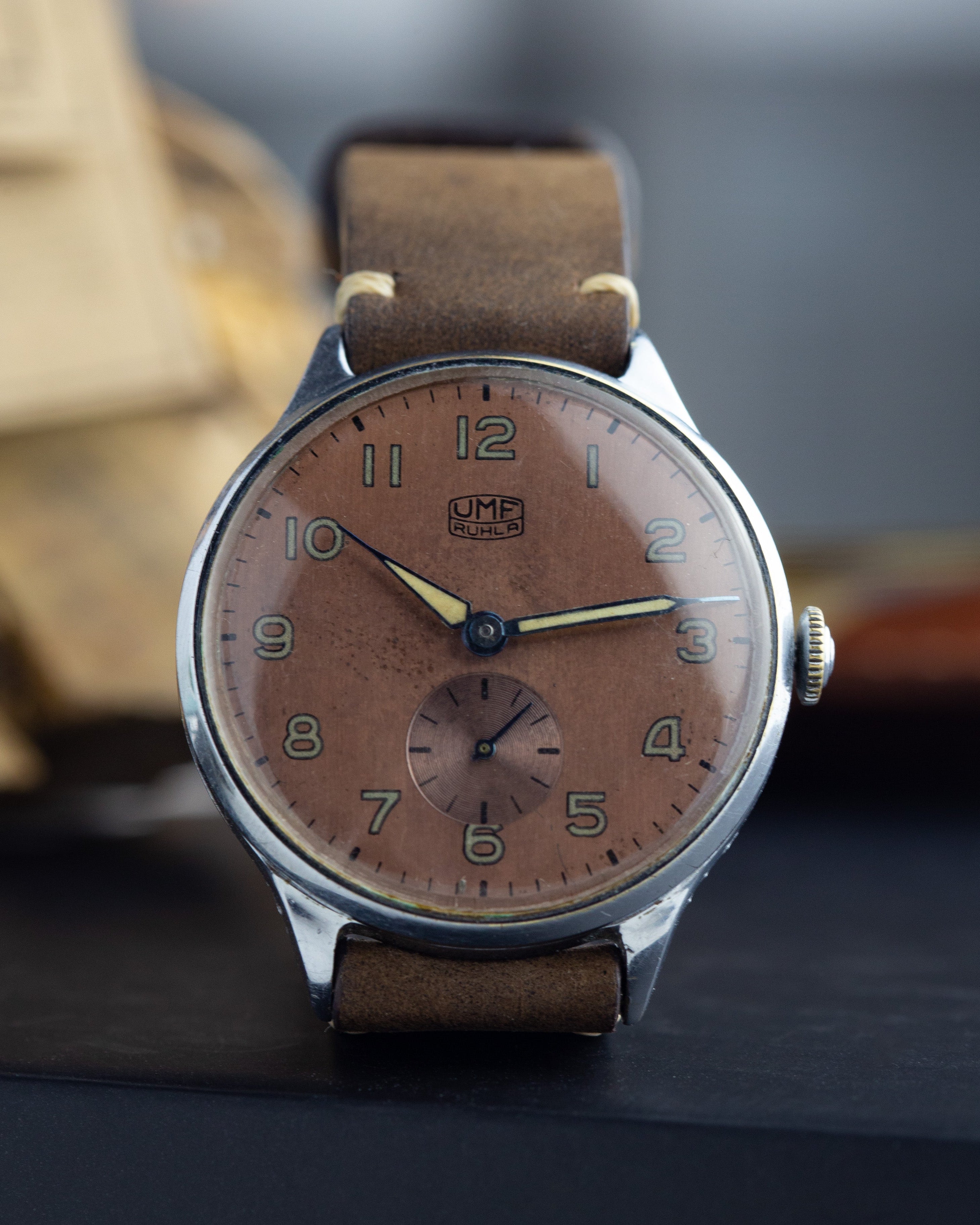 Vintage Watch "UMF Ruhla", German Watch with Chocolate Dial - VintageDuMarko