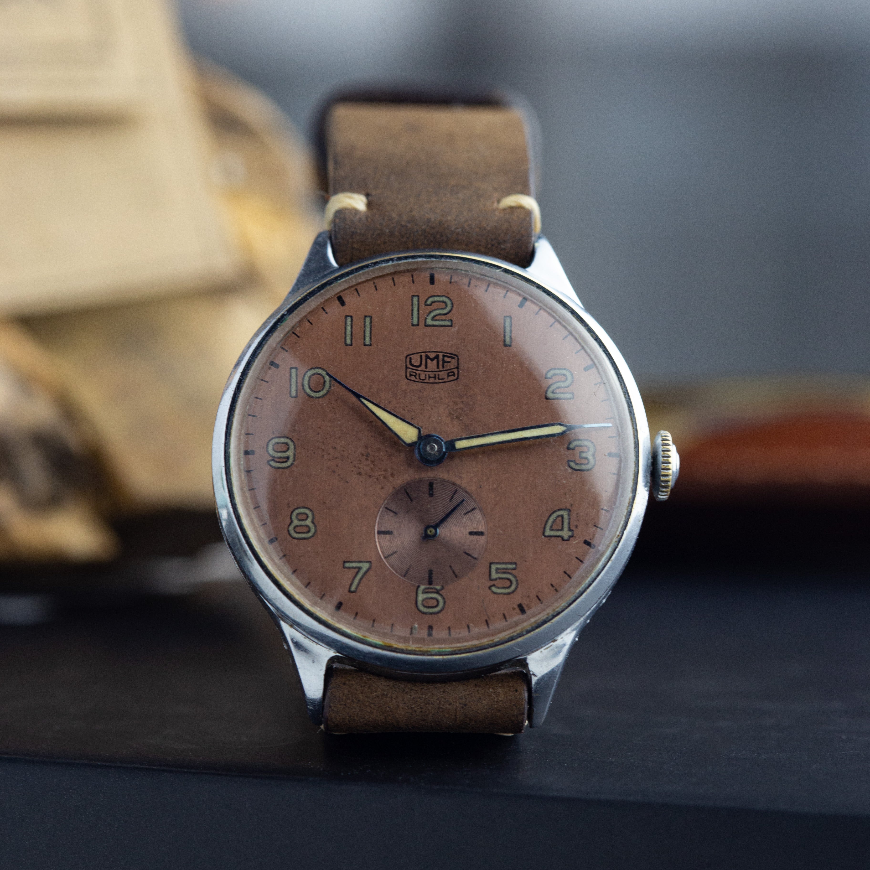 Vintage Watch "UMF Ruhla", German Watch with Chocolate Dial - VintageDuMarko