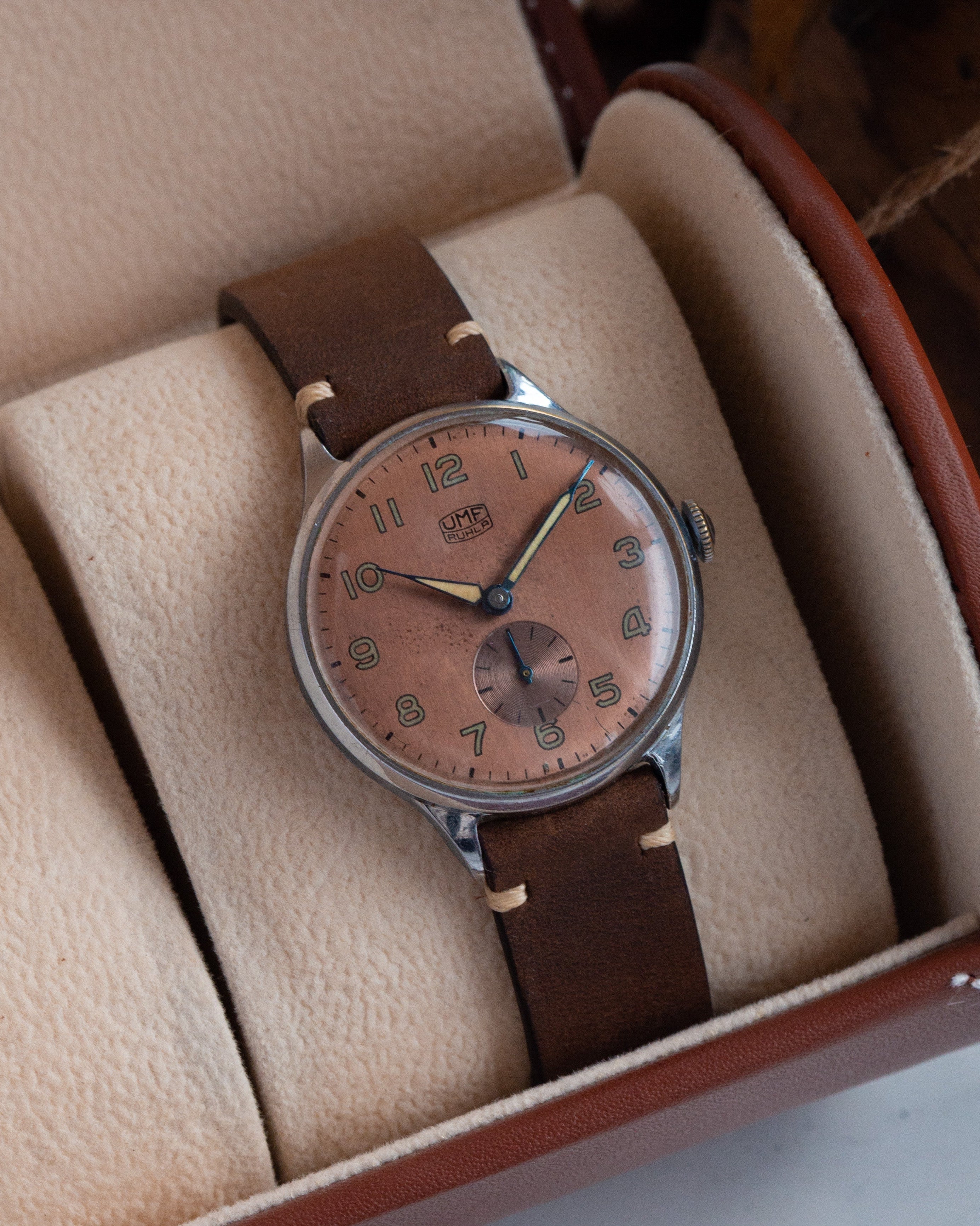 Vintage Watch "UMF Ruhla", German Watch with Chocolate Dial - VintageDuMarko
