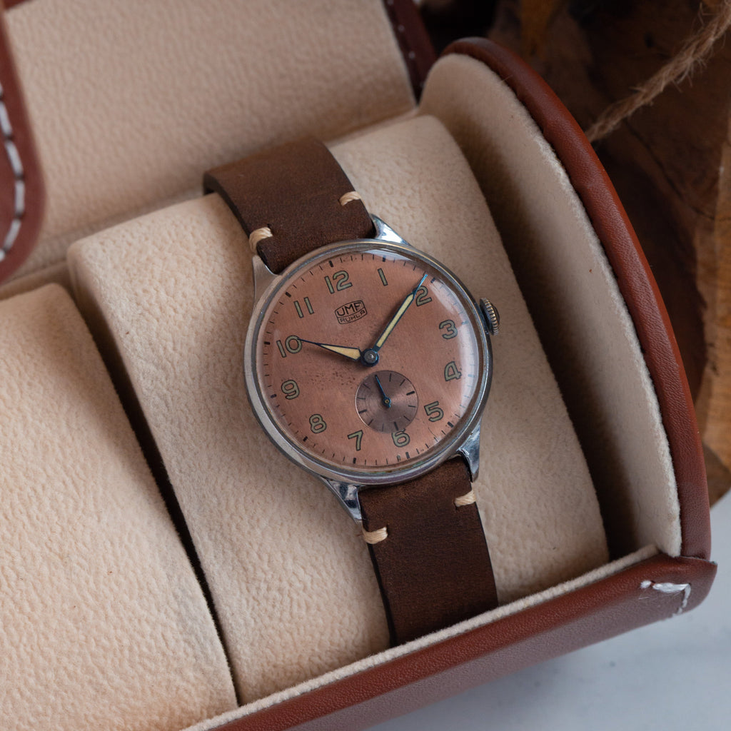Vintage Watch "UMF Ruhla", German Watch with Chocolate Dial - VintageDuMarko