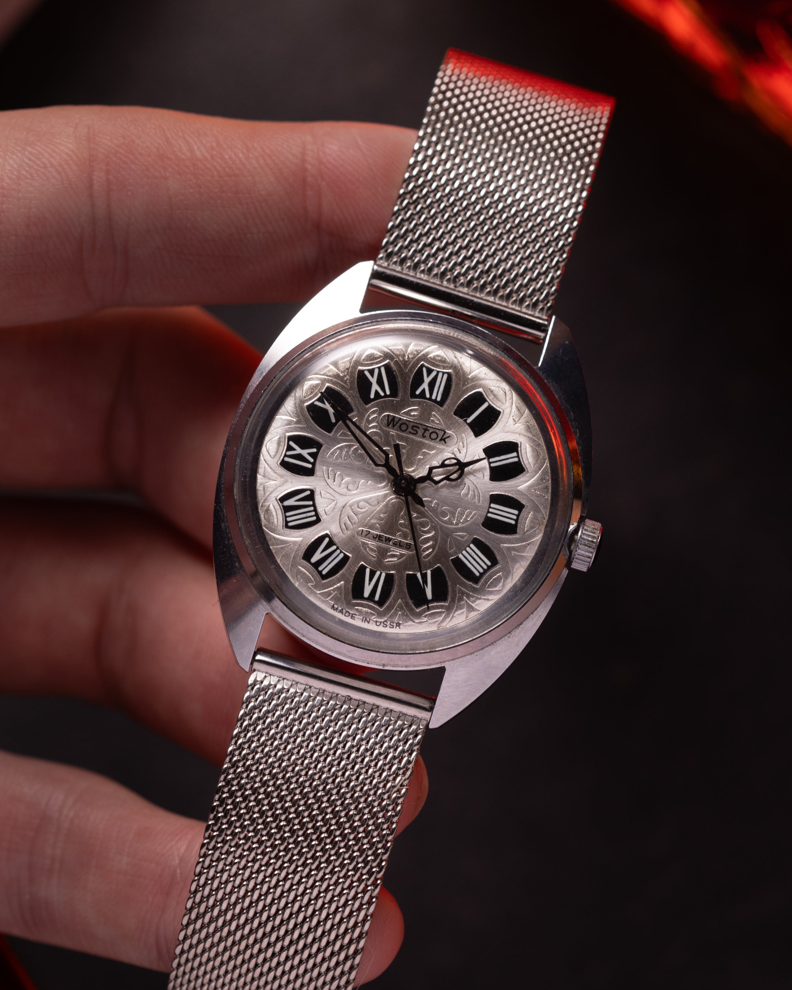 Vintage "Wostok (Vostok)" Mens Watch, Milanese Steel Strap - VintageDuMarko