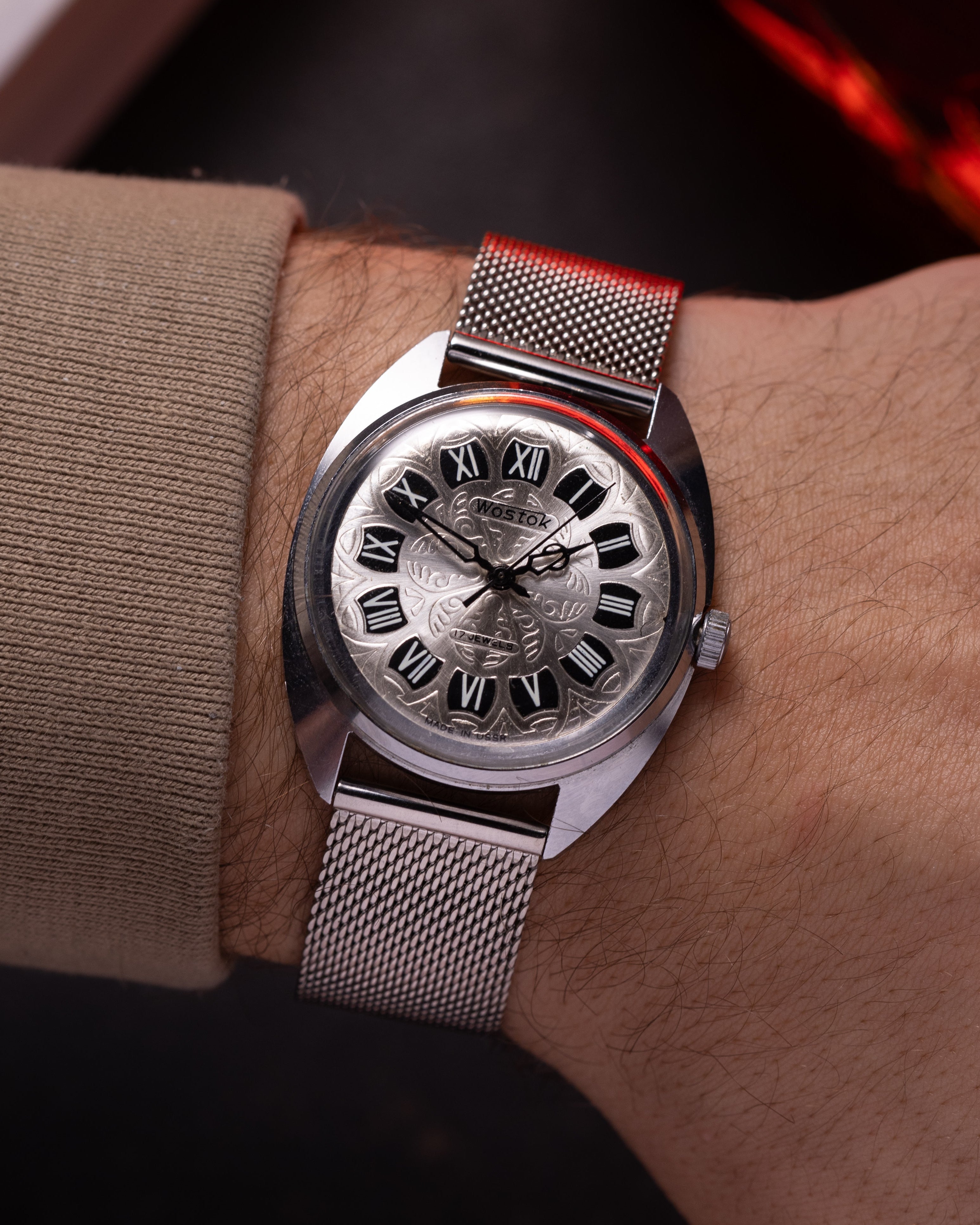 Vintage "Wostok (Vostok)" Mens Watch, Milanese Steel Strap - VintageDuMarko