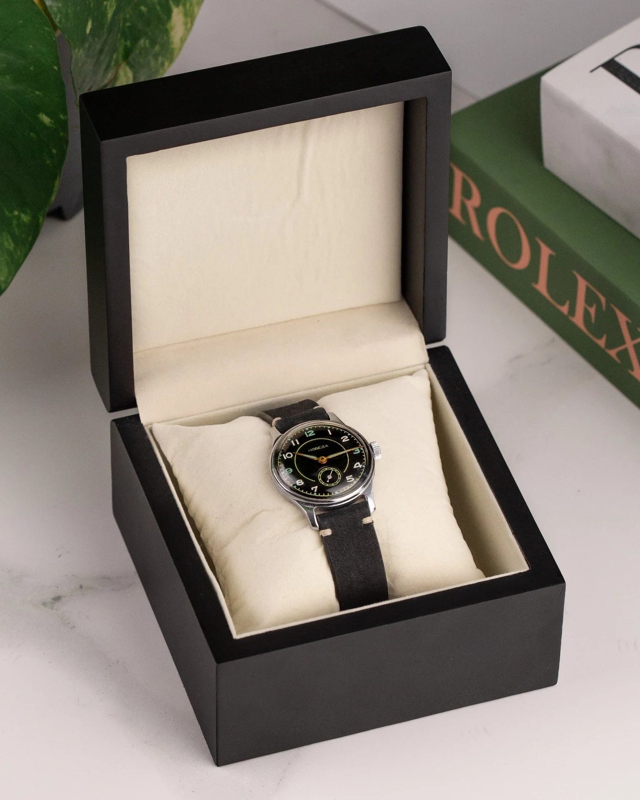 Wooden Black Watch Box for One Watch - VintageDuMarko