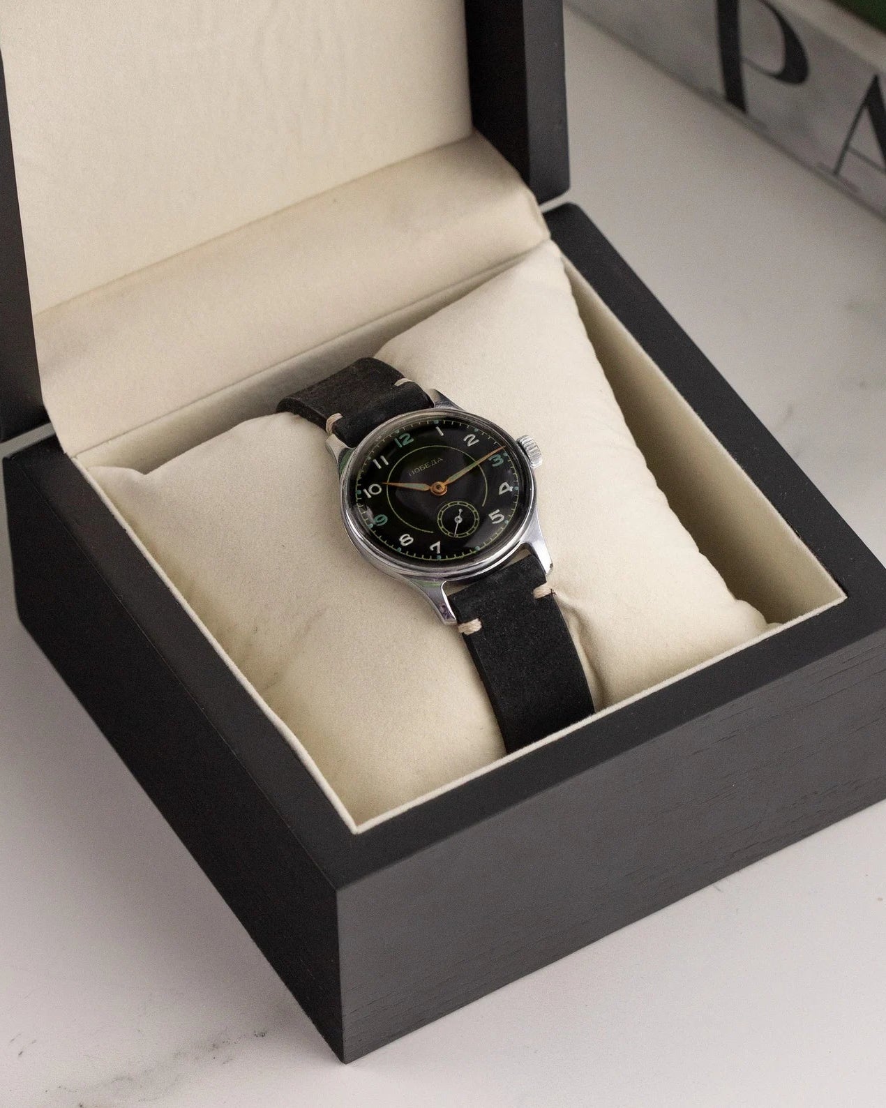 Wooden Black Watch Box for One Watch - VintageDuMarko