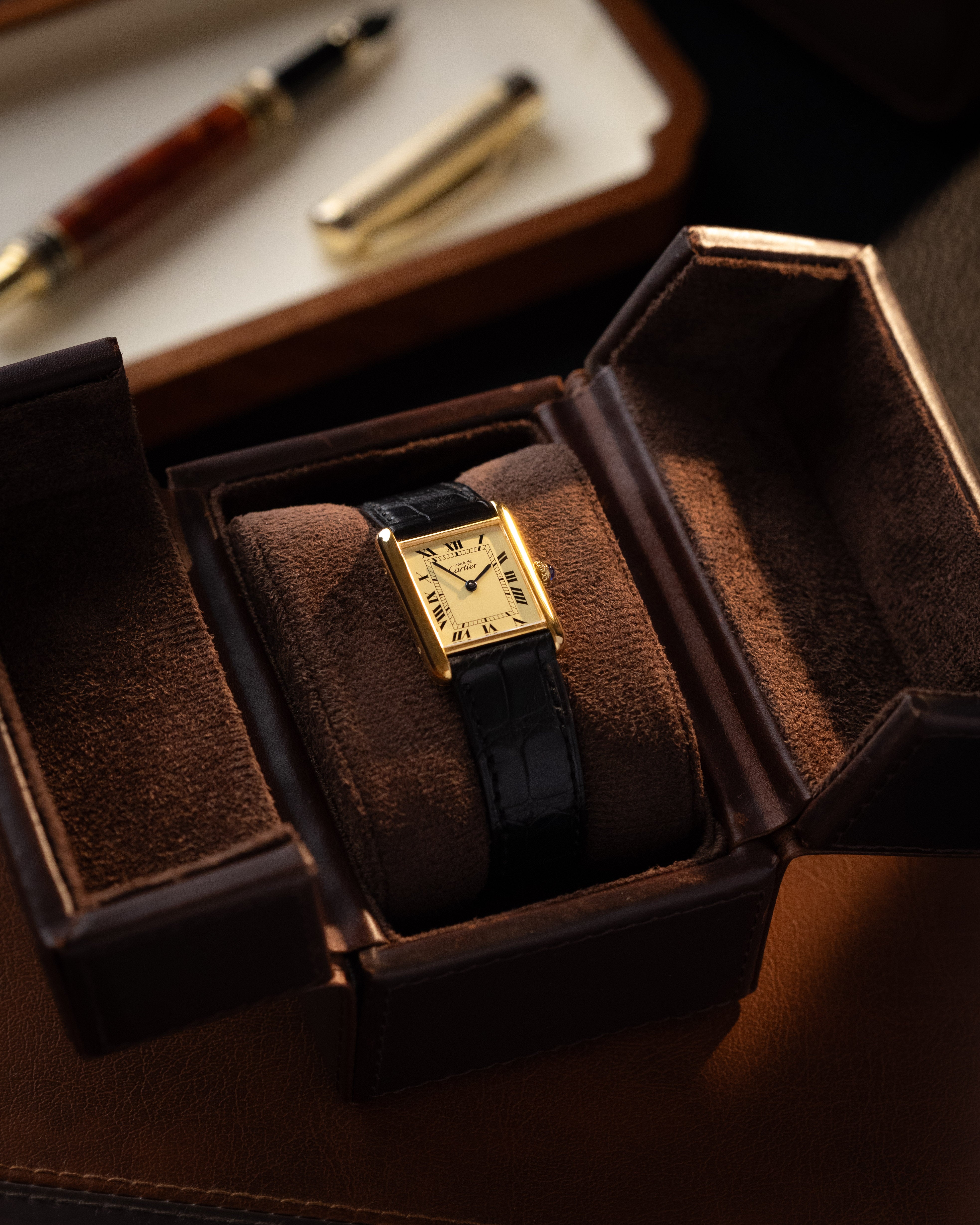 Vintage Must de Cartier, Art Deco Tank, Lemon Dial, Roman Numerals