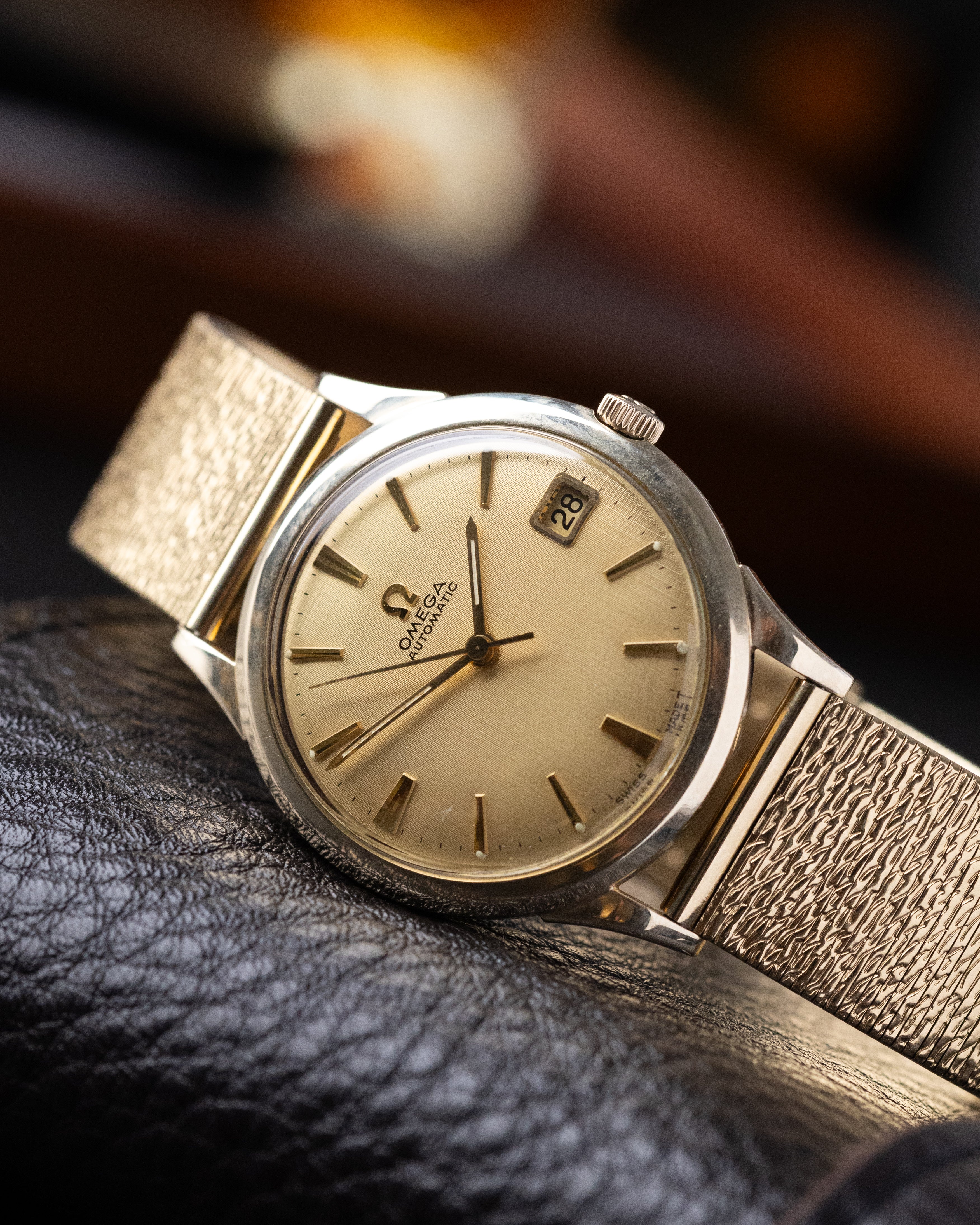 Vintage Omega Swiss Watch, Ref. KL 6312, Golden Linen Dial, Cal