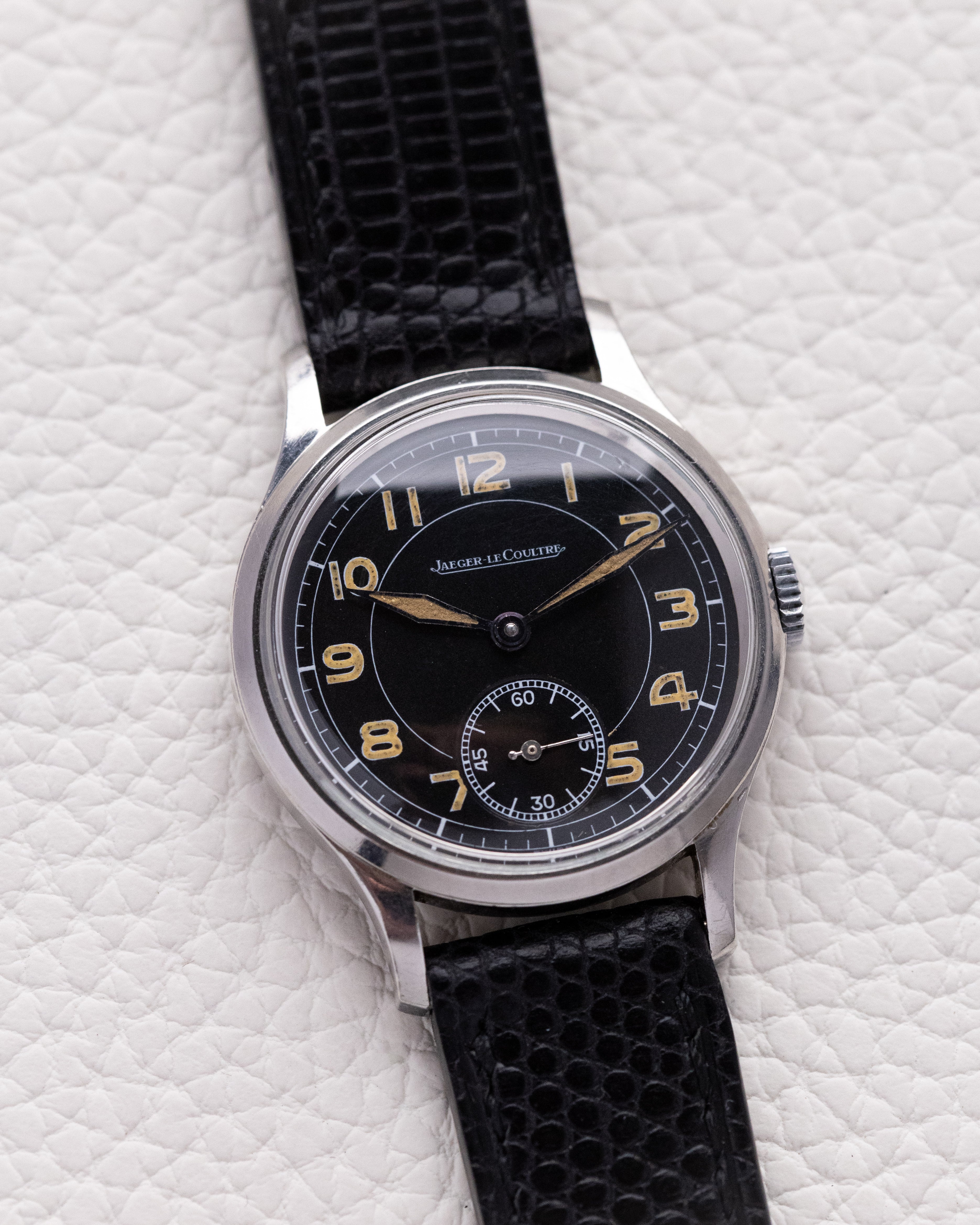 Vintage Jaeger-LeCoultre Military Watch, Black Dial, Small Seconds, Manual Wind, Cal. 449/2c from 1940s