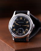 Vintage Jaeger-LeCoultre Military Watch, Black Dial, Small Seconds, Manual Wind, Cal. 449/2c from 1940s