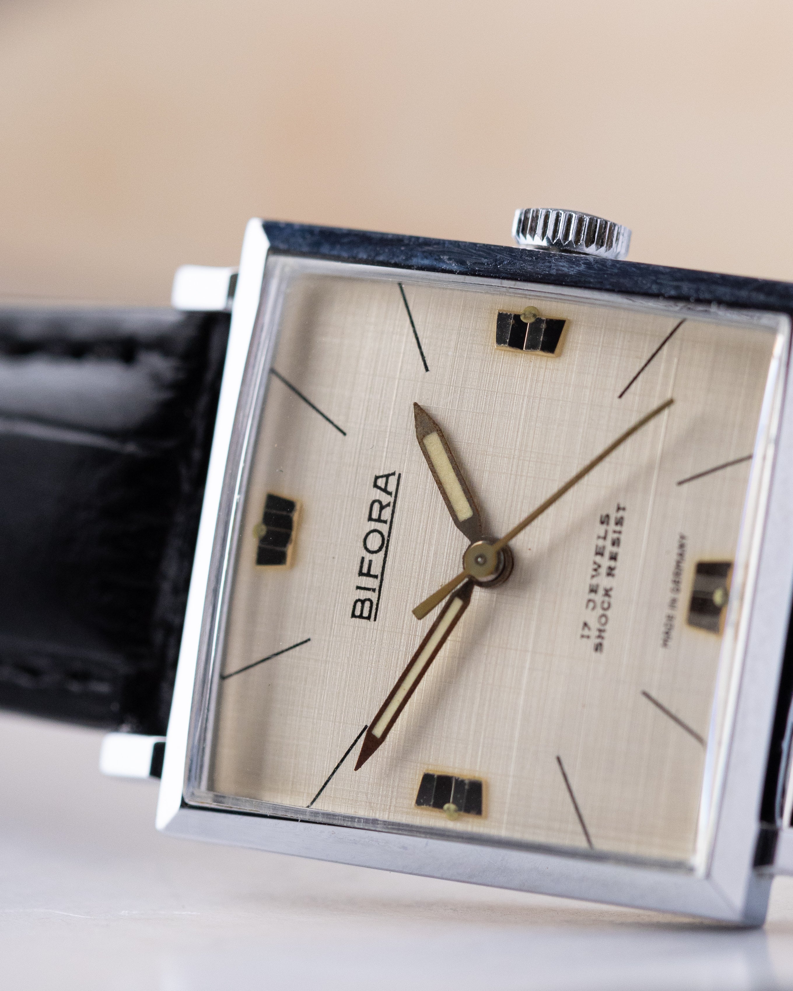 Bifora Square Tank, Linen Dial, Vintage German Watch from 1970's - DuMarko