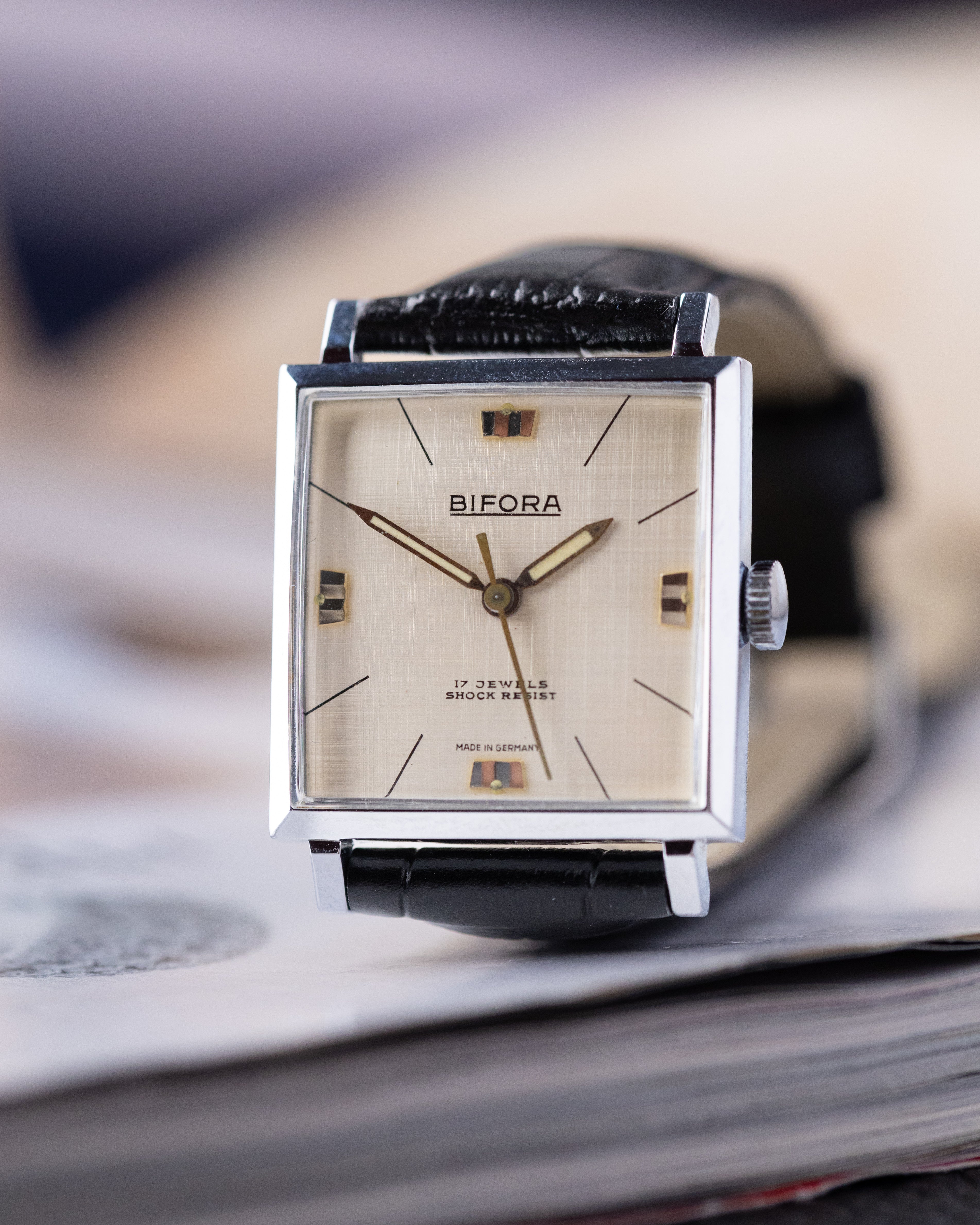 Bifora Square Tank, Linen Dial, Vintage German Watch from 1970's - DuMarko