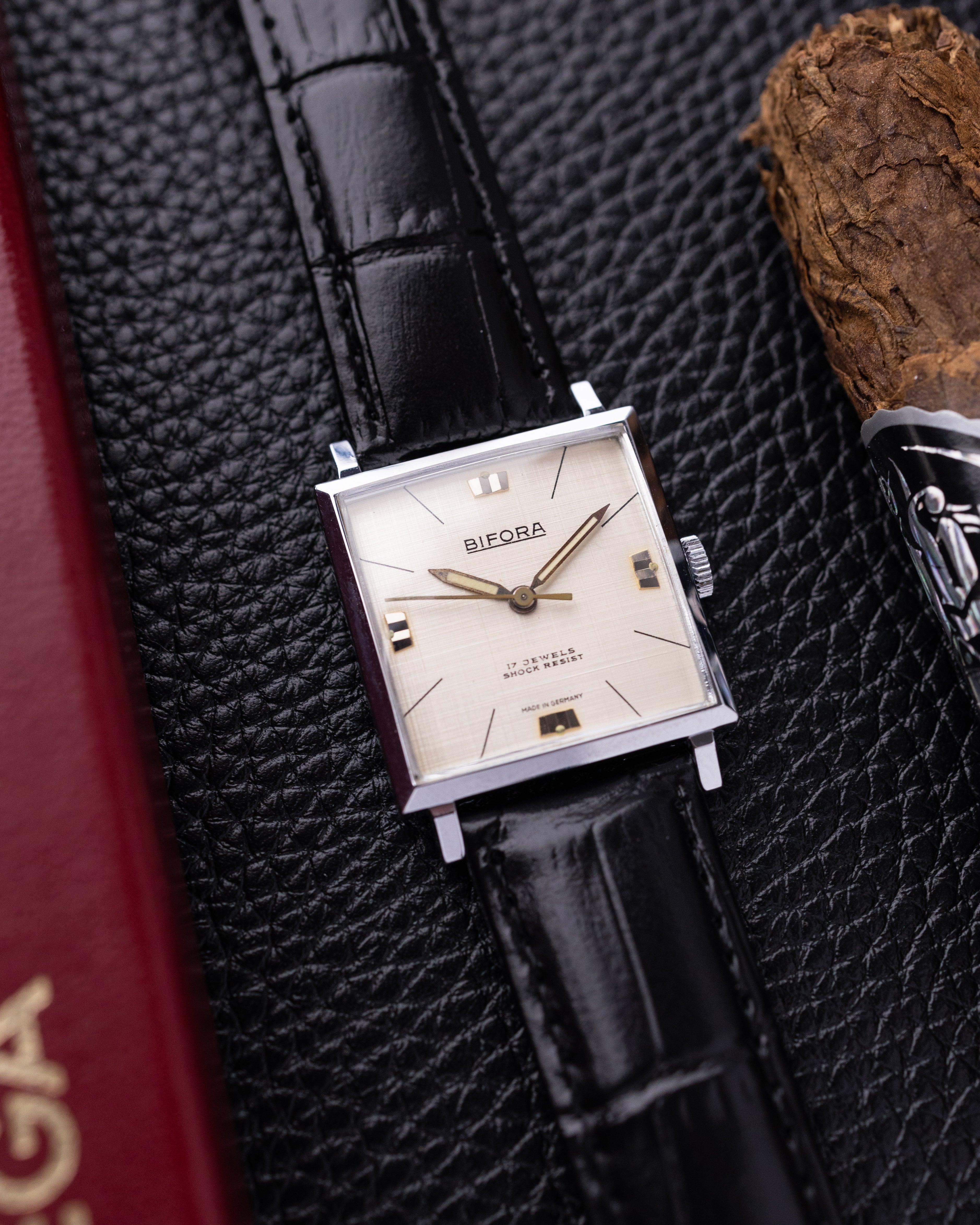 Bifora Square Tank, Linen Dial, Vintage German Watch from 1970's - DuMarko