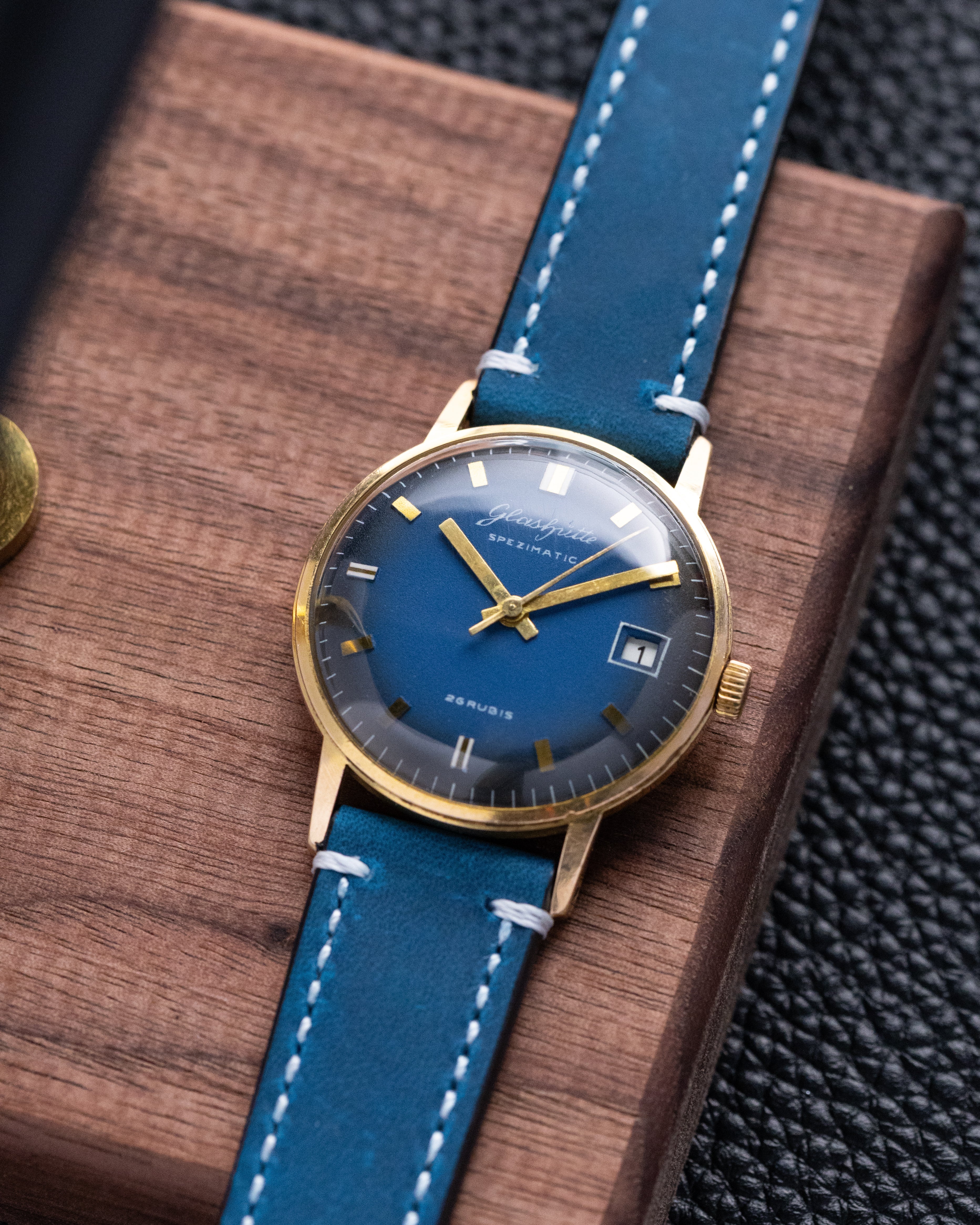 Glashütte Spezimatic, Vintage German Watch, Blue Dial, Gold - plated case from 1970's - DuMarko