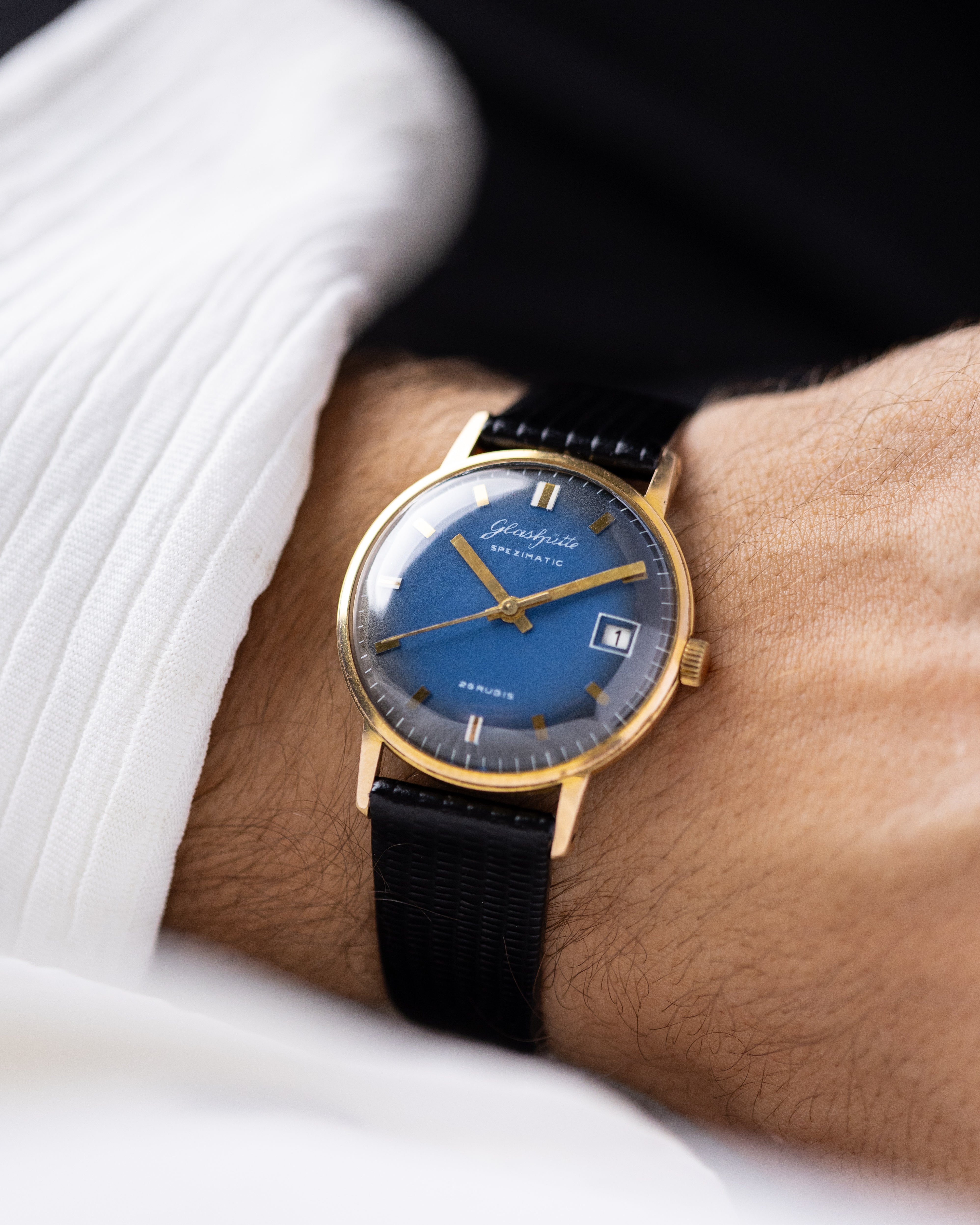Glashütte Spezimatic, Vintage German Watch, Blue Dial, Gold - plated case from 1970's - DuMarko