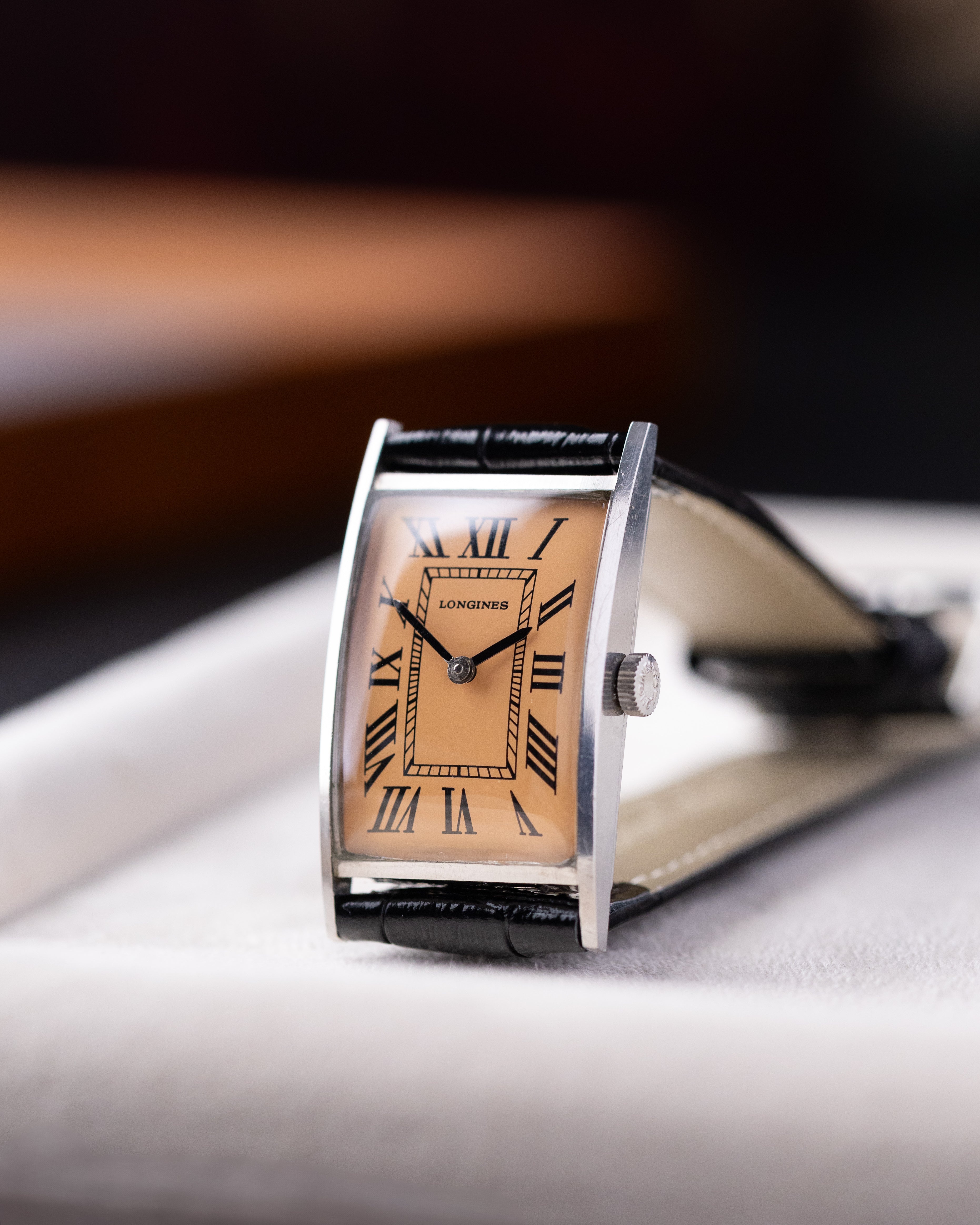 Longines Art Deco Tank, Salmon Dial, Swiss Made, Vintage