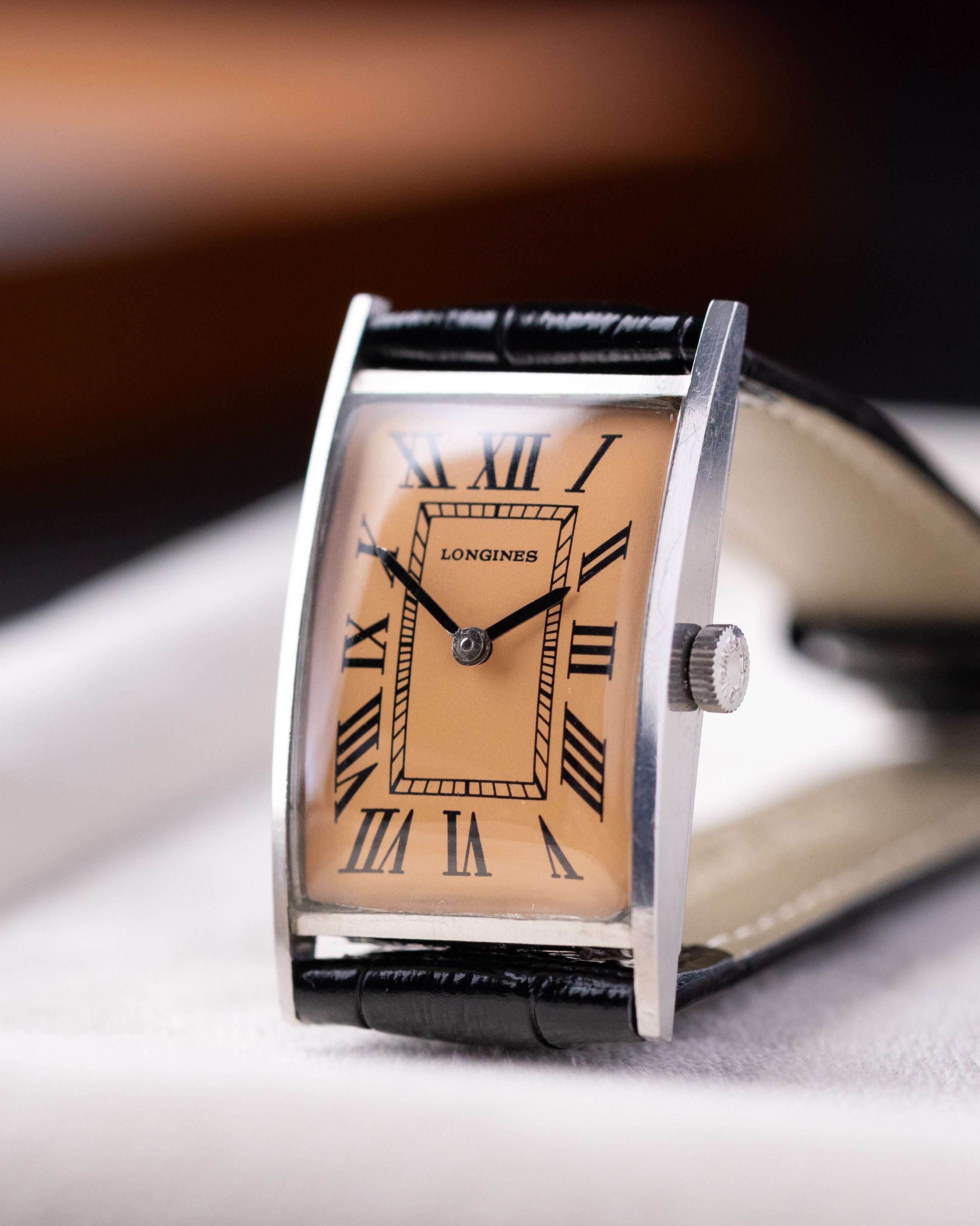 Longines Art Deco Tank, Salmon Dial, Swiss Made, Vintage Rectangular watch from 1967 - DuMarko