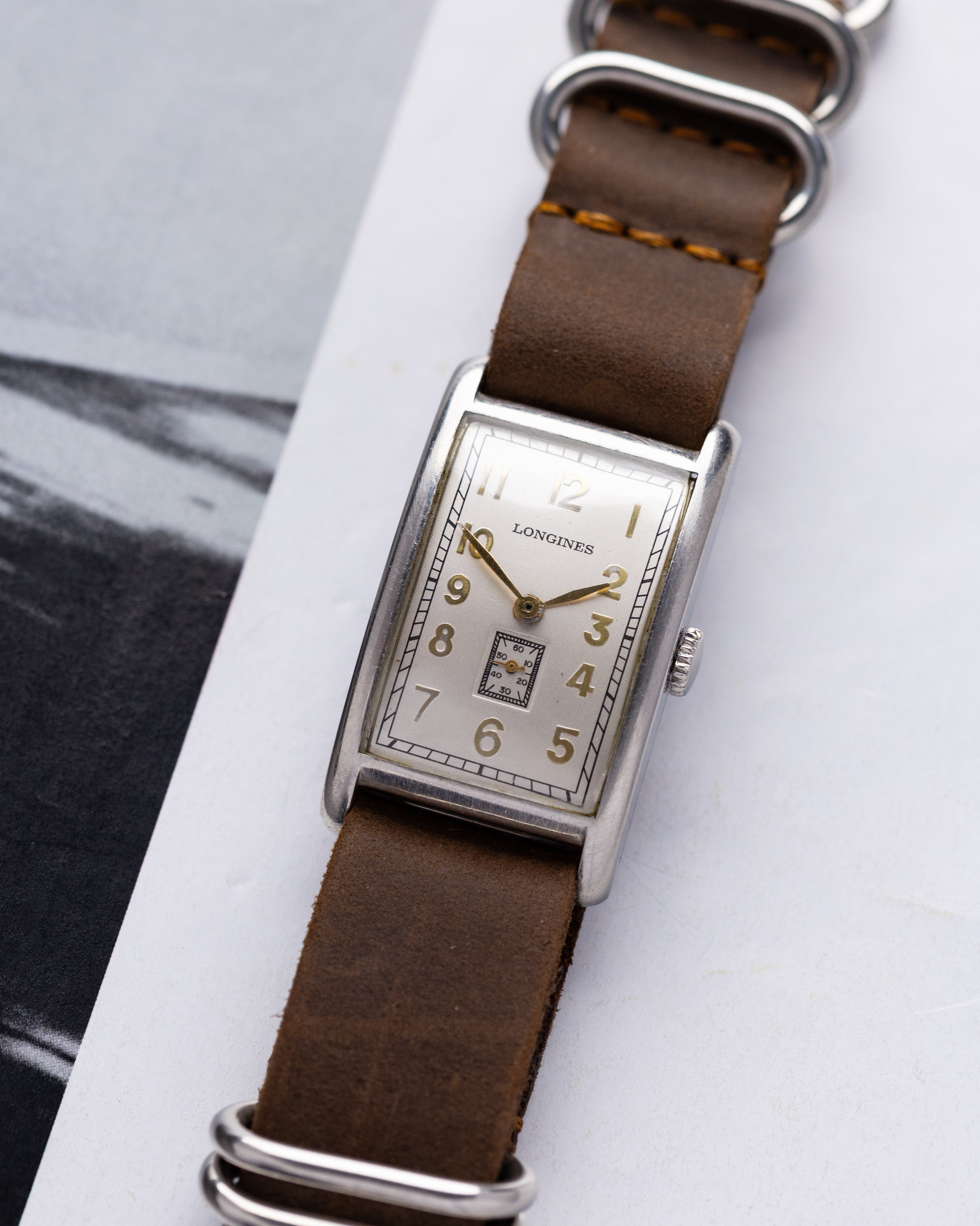 Longines Vintage Swiss Watch, Cal. 26.173, Oversized Tank, Art Deco Style - DuMarko