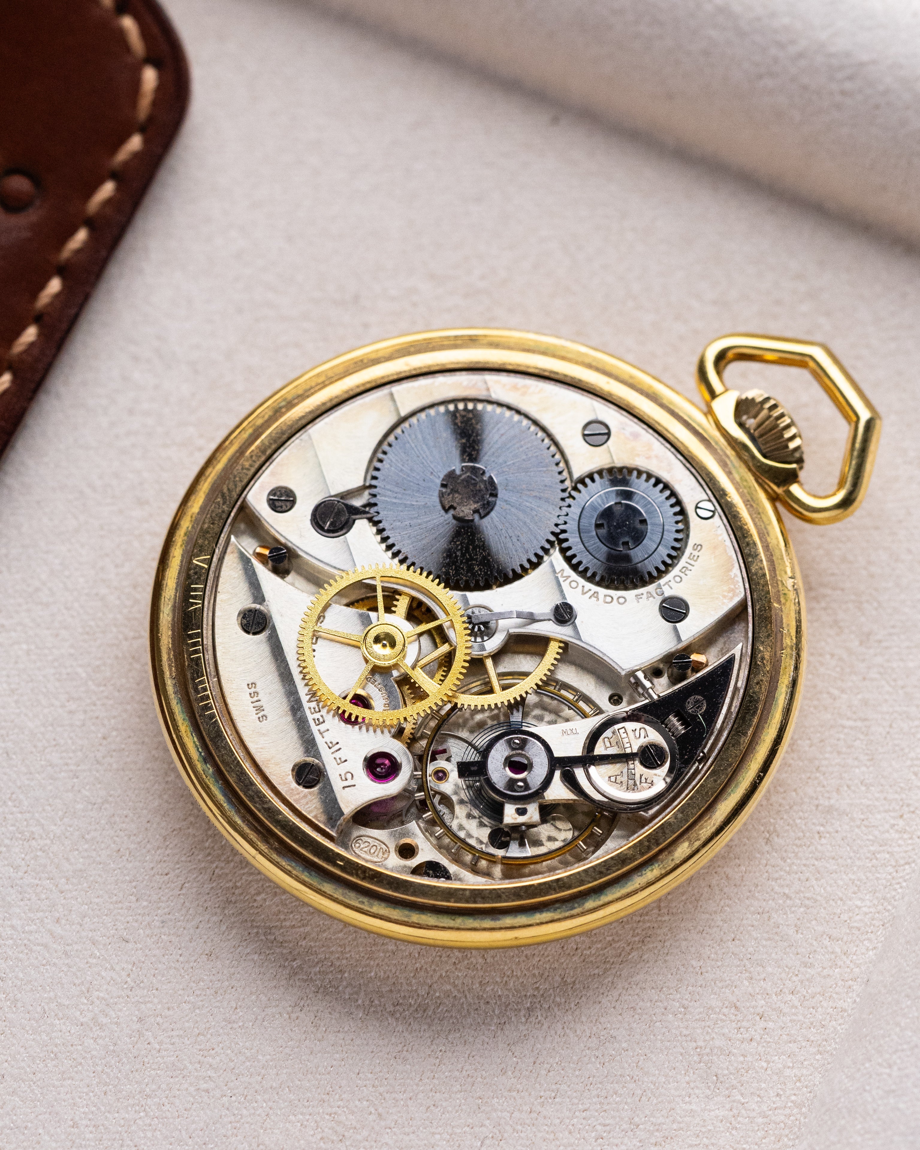 Movado Vintage Pocket Watch, Breguet numeral, Central Second Hand, 14K Gold - filled case from 1930's - DuMarko