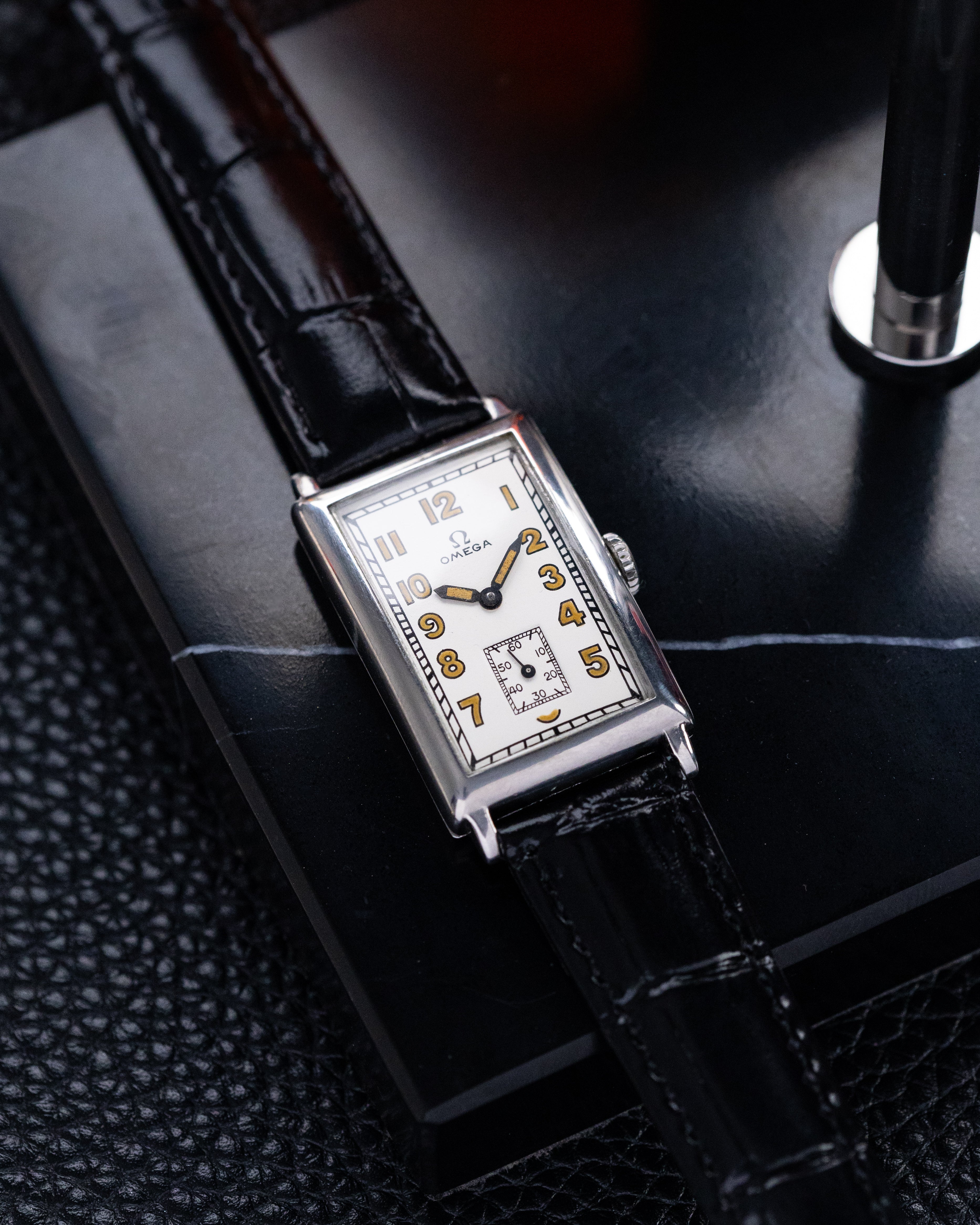 Omega Rectangular Tank, Vintage Art Deco Watch from 1930s, Cal. T17, Swiss Watch - DuMarko
