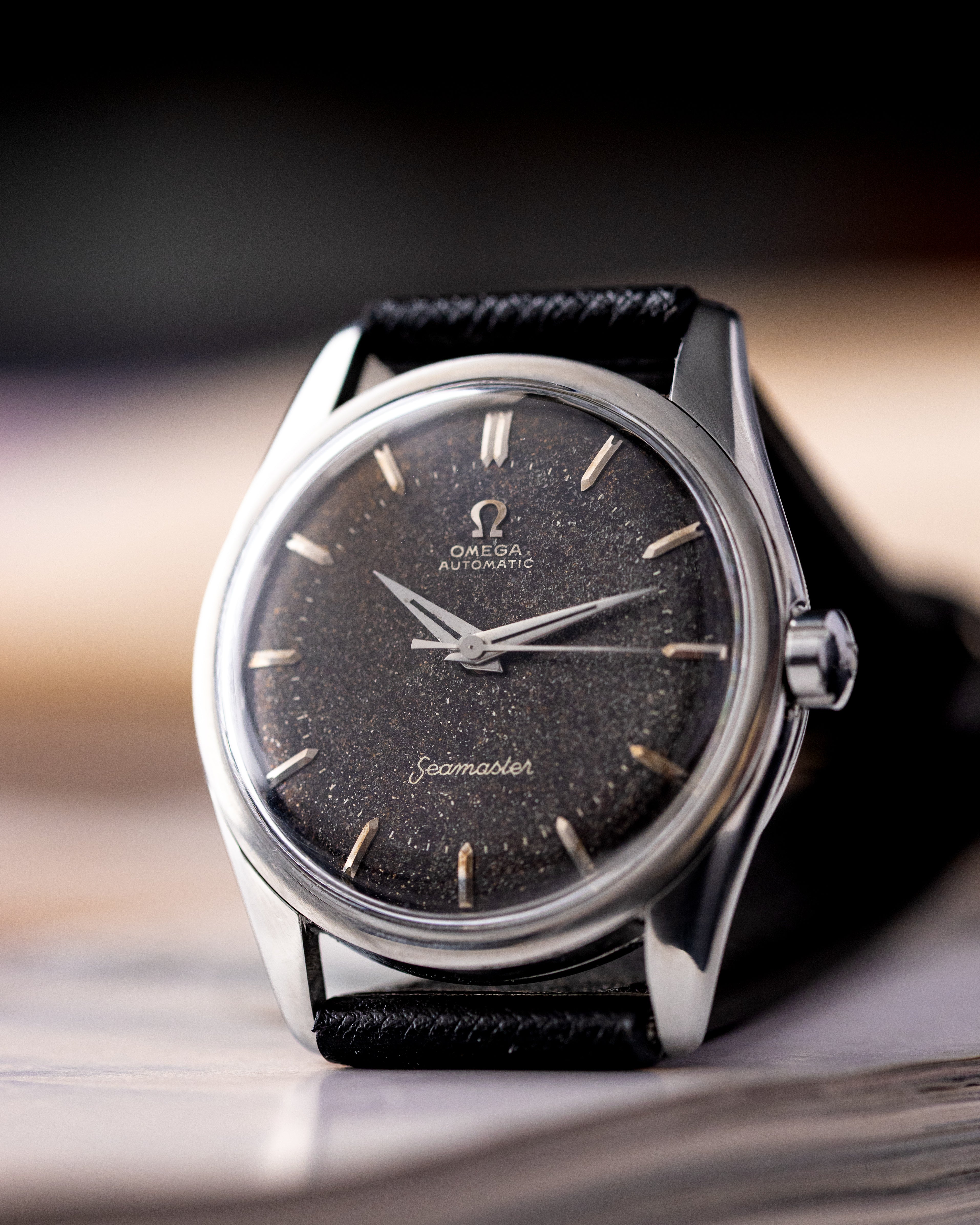 Omega Seamaster Automatic Black dial with unique metallic shimmer patina, Ref 2369.1SC from 1954 - DuMarko