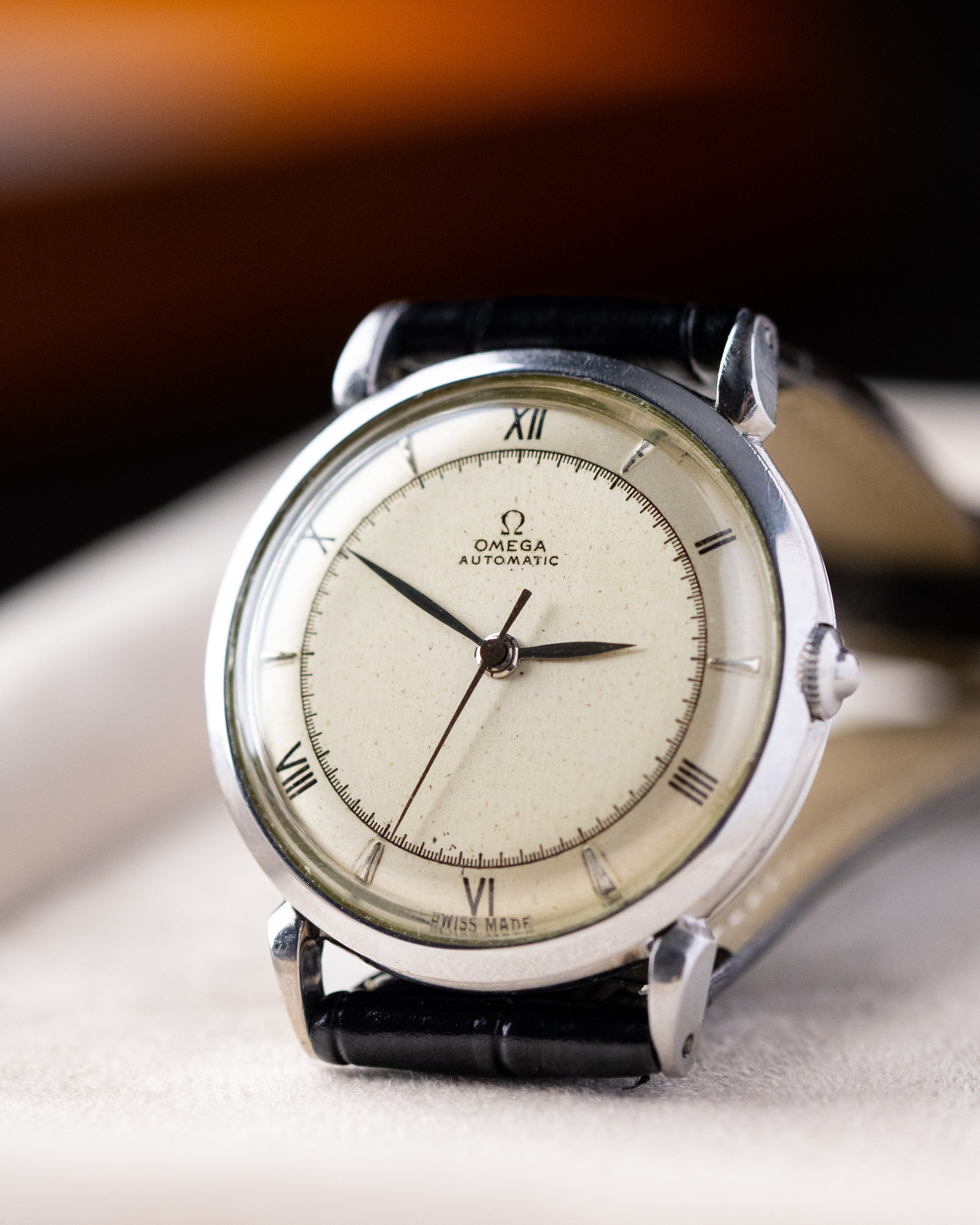 Omega Vintage Swiss Watch, Automatic Bumper 28.10 RA, Ref. 2445 - 1, Two - tone dial from 1944 - DuMarko