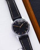 Omega Vintage Swiss Watch, Black Gilt Dial, Art Deco Style, Cal. 283 from 1947 - DuMarko
