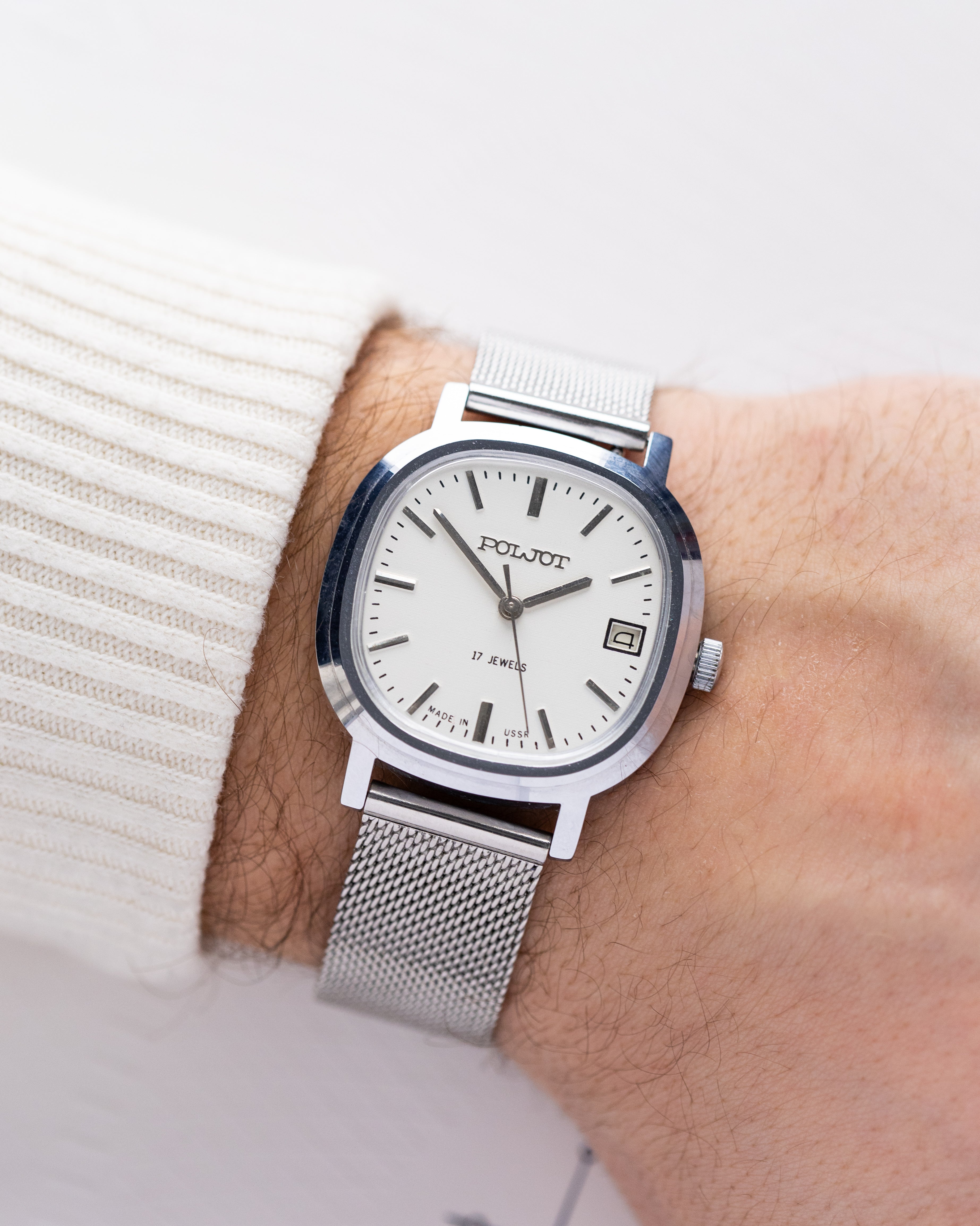 Poljot Vintage Soviet Watch, NOS, Linen Dial, Square Tank from 1980’s - DuMarko