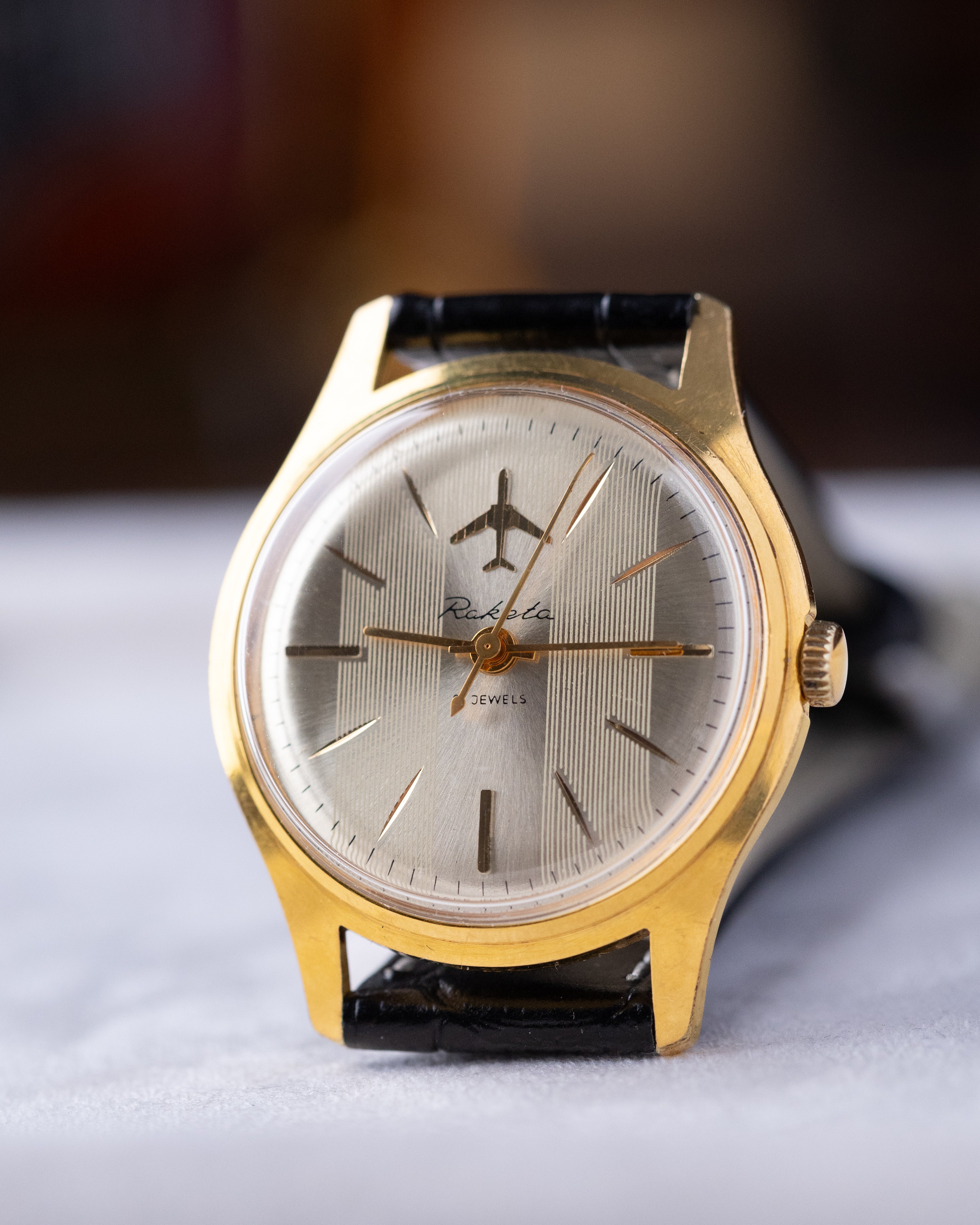 Raketa Vintage Soviet Watch, Runway Dial with Airplane, Pilot's watch from 1970's - DuMarko