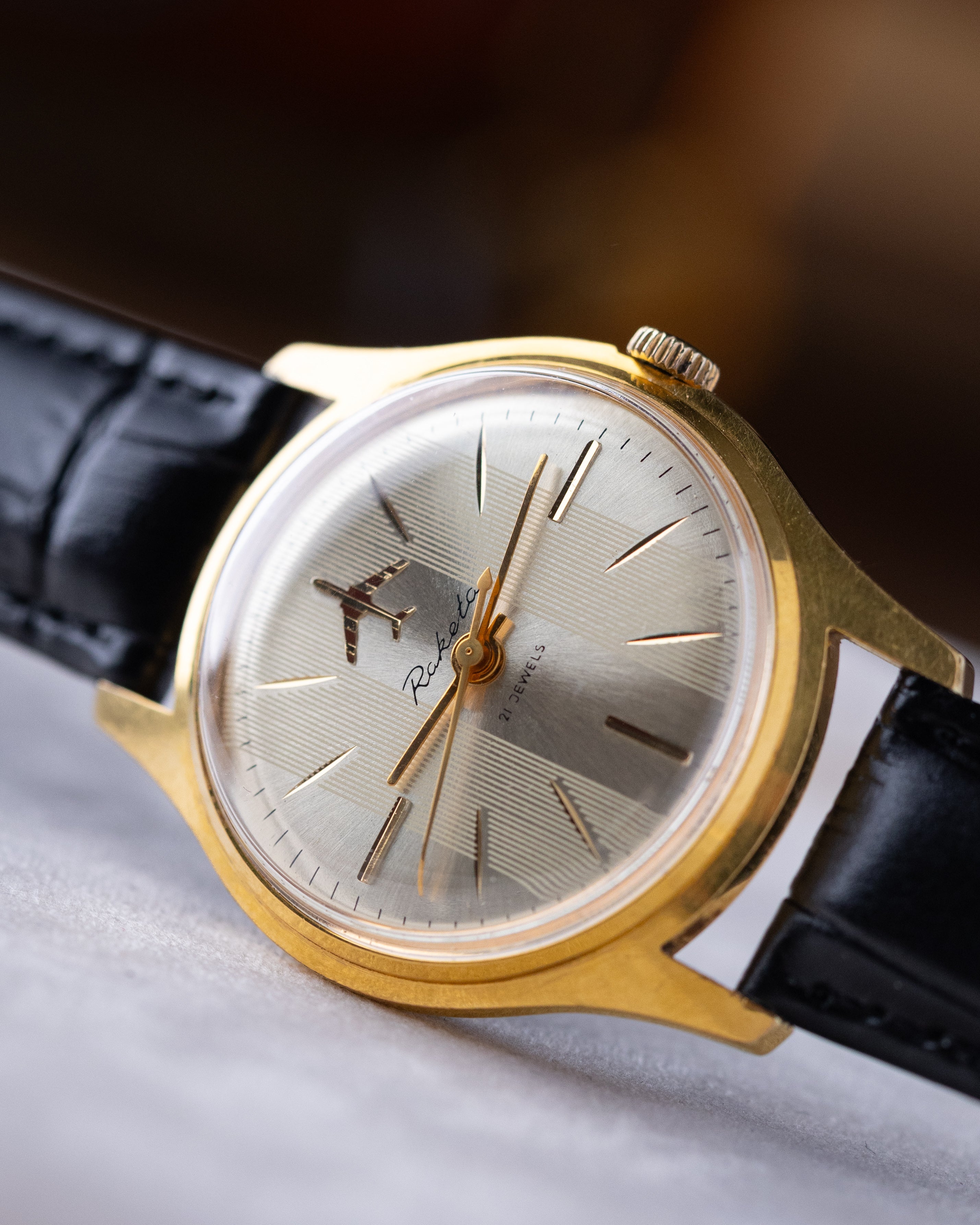 Raketa Vintage Soviet Watch, Runway Dial with Airplane, Pilot's watch from 1970's - DuMarko