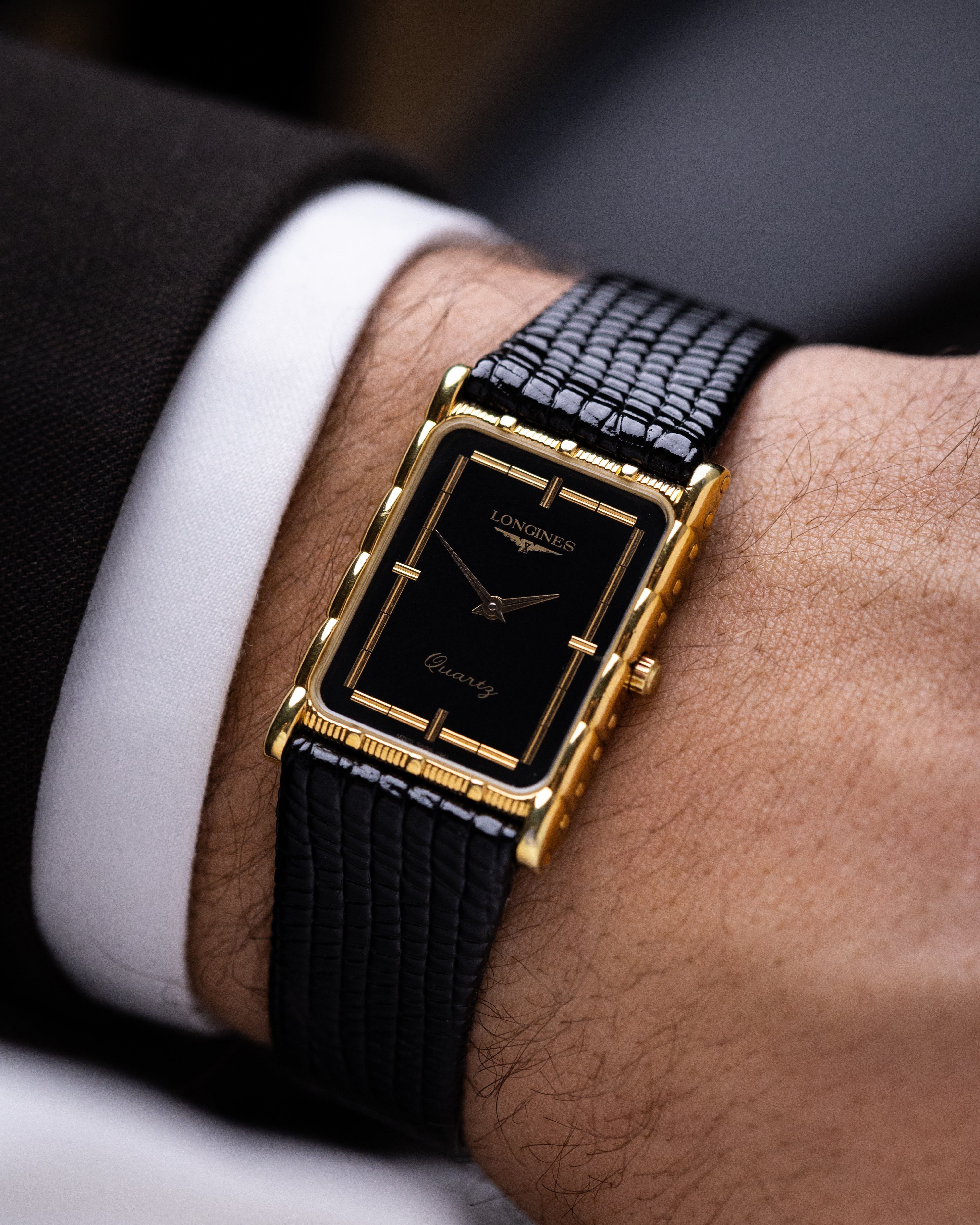 Rare Vintage Longines Art Deco Tank, Textured Case, Two - Tone Dial, Quartz Cal. L963.4, Box and papers - DuMarko