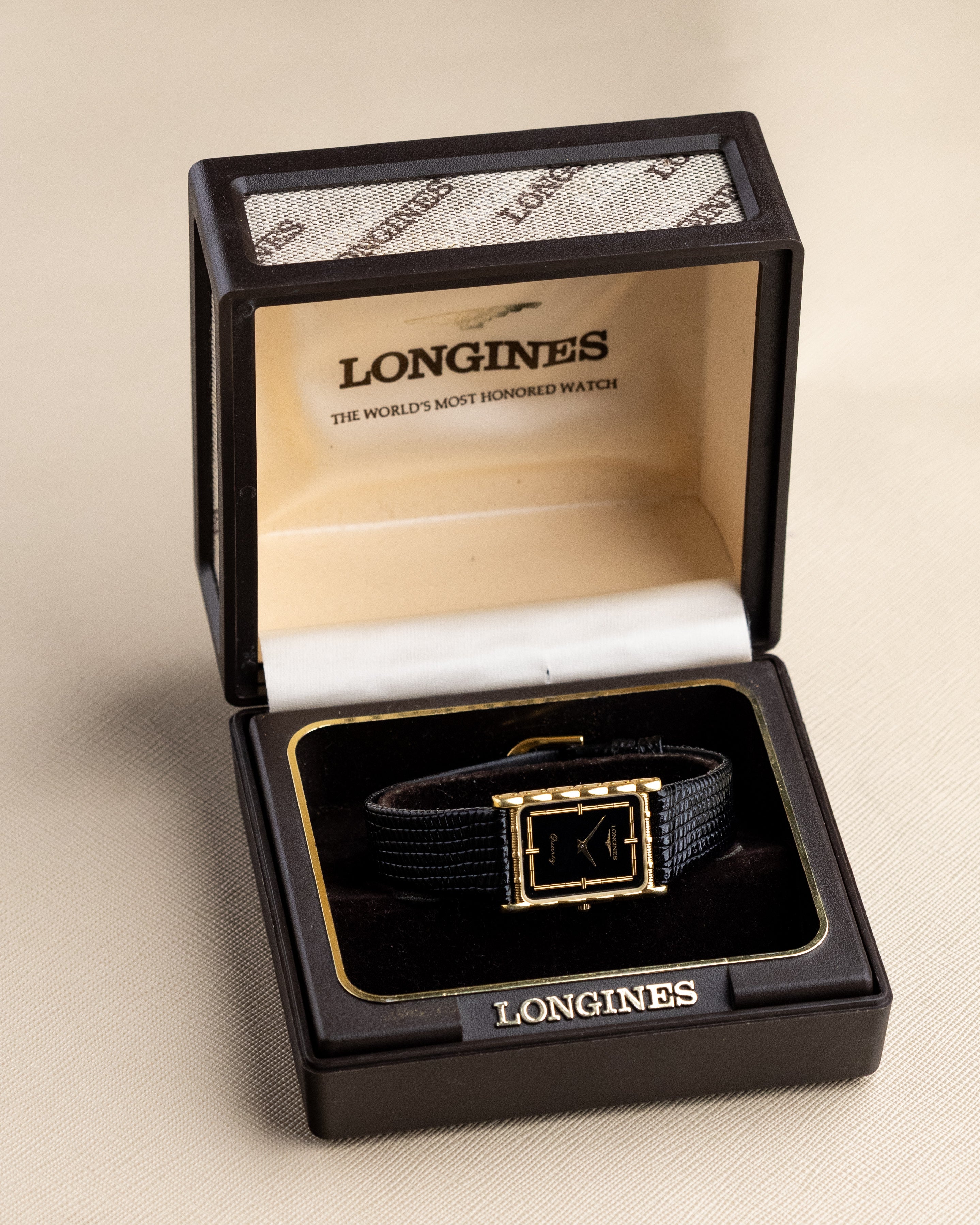 Rare Vintage Longines Art Deco Tank, Textured Case, Two - Tone Dial, Quartz Cal. L963.4, Box and papers - DuMarko