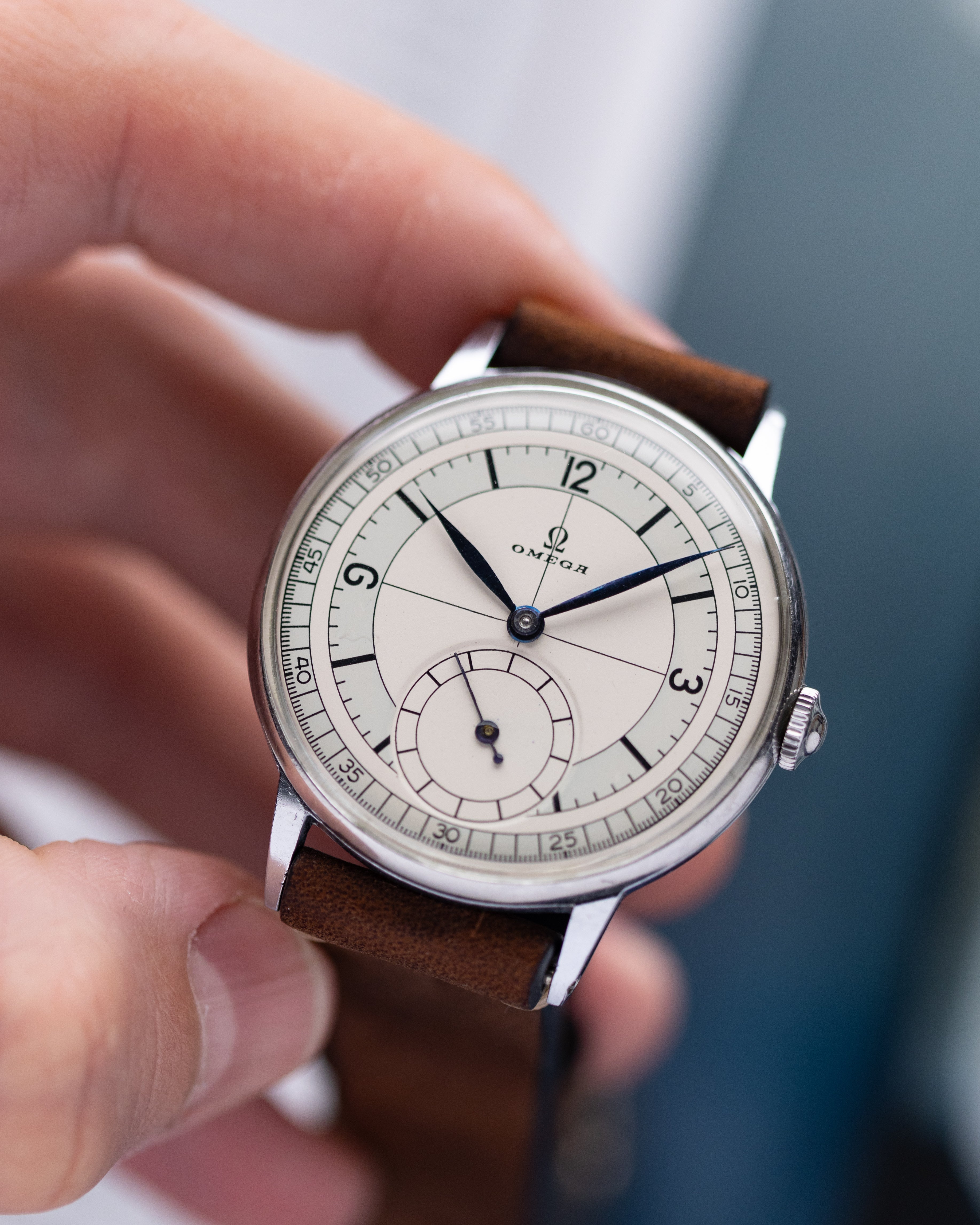 Rare Vintage Watch "Omega Calatrava Sector Dial", Oversized Swiss Watch - DuMarko