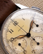 Rare Vintage Zenith/Universal Genève Compax Chronograph, Ref. 22510, Cal. 156, Tri - Register, Cream Patina Dial from 1940s - DuMarko