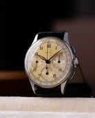 Rare Vintage Zenith/Universal Genève Compax Chronograph, Ref. 22510, Cal. 156, Tri - Register, Cream Patina Dial from 1940s - DuMarko
