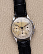 Rare Vintage Zenith/Universal Genève Compax Chronograph, Ref. 22510, Cal. 156, Tri - Register, Cream Patina Dial from 1940s - DuMarko