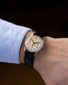Rare Vintage Zenith/Universal Genève Compax Chronograph, Ref. 22510, Cal. 156, Tri - Register, Cream Patina Dial from 1940s - DuMarko