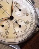 Rare Vintage Zenith/Universal Genève Compax Chronograph, Ref. 22510, Cal. 156, Tri - Register, Cream Patina Dial from 1940s - DuMarko