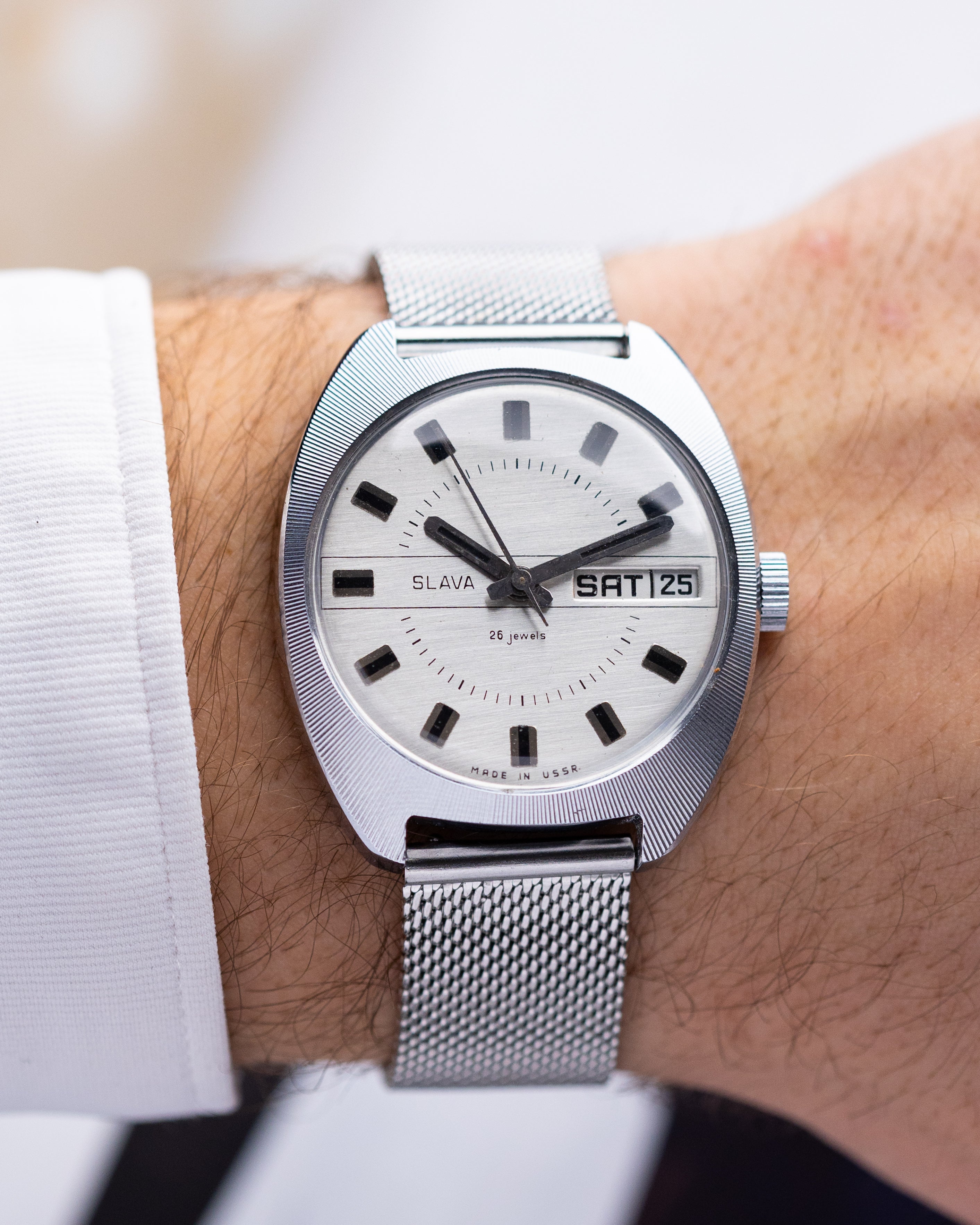 Slava NOS, Vintage Soviet Watch, Sunray Dial, Double Calendar, Made in USSR - DuMarko