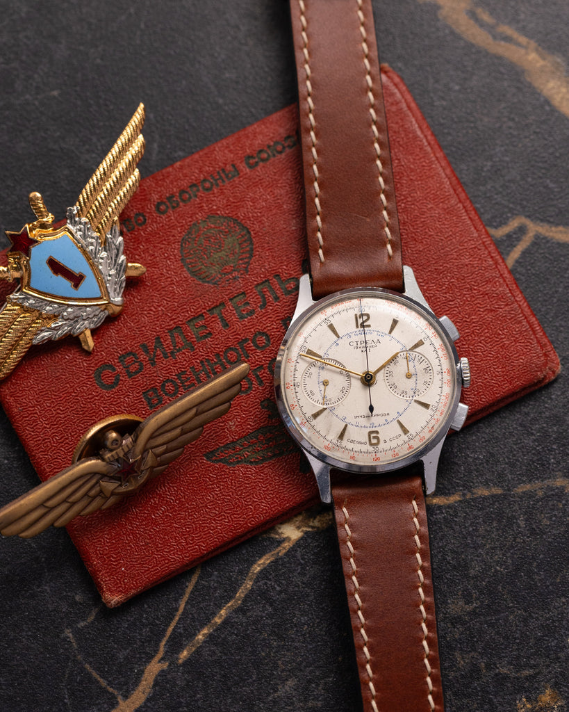 Soviet vintage chronograph Strela Original cal.3017 for Aviarors, Watch + Pilot's Certificate - VintageDuMarko