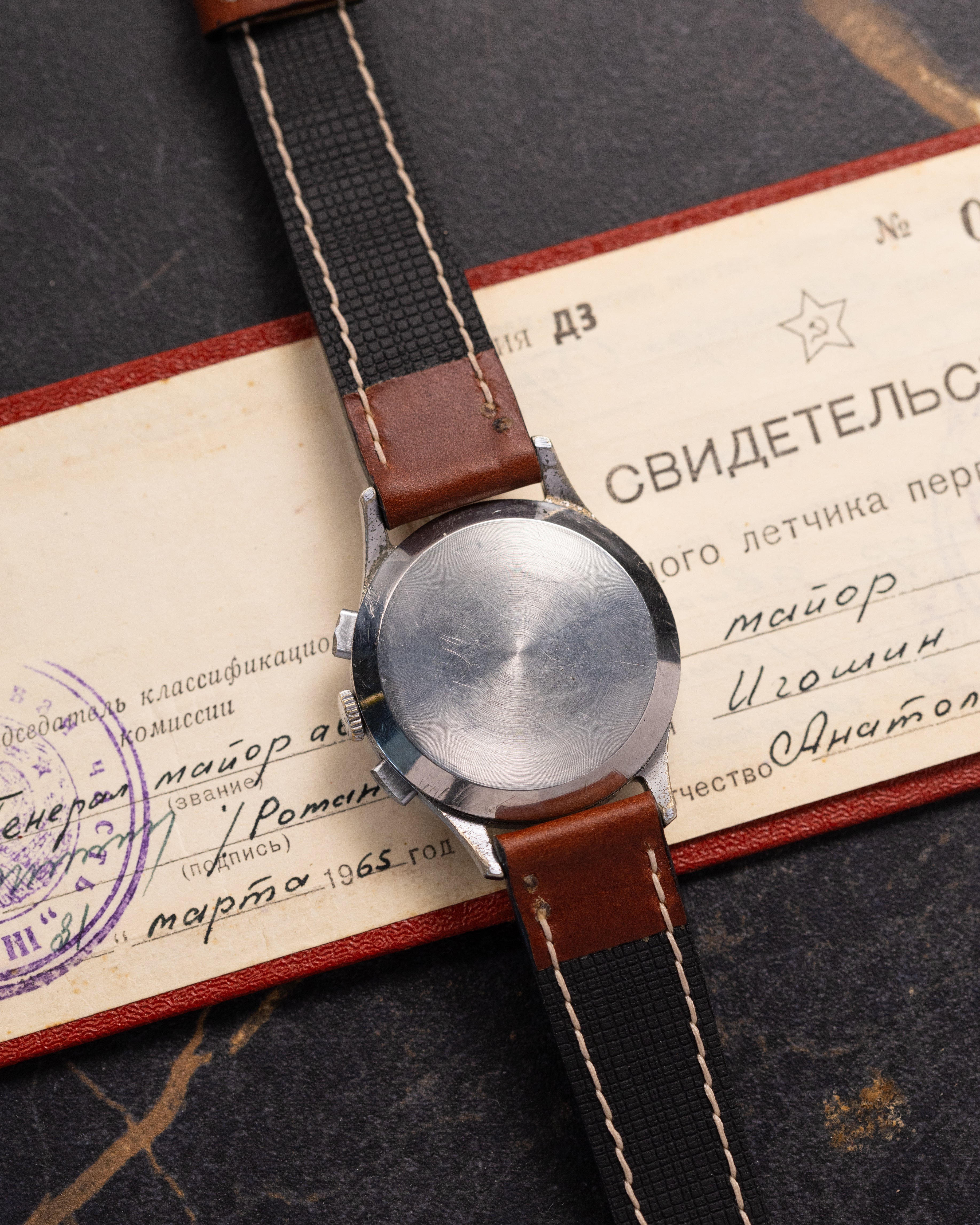 Soviet vintage chronograph Strela Original cal.3017 for Aviarors, Watch + Pilot's Certificate - VintageDuMarko