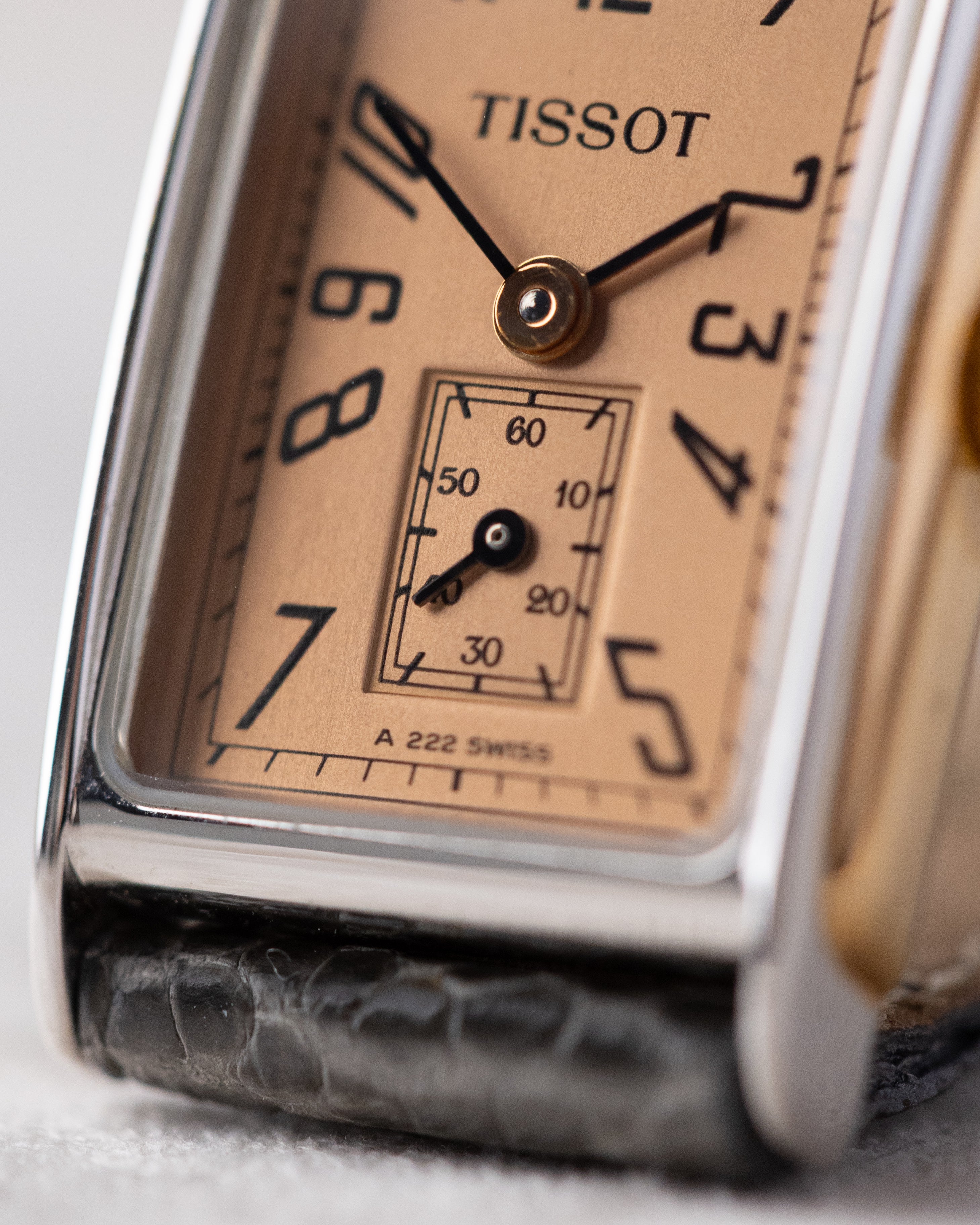 Tissot Tank A222, Salmon Dial, Vintage Lady's Swiss Watch from 1980's - DuMarko