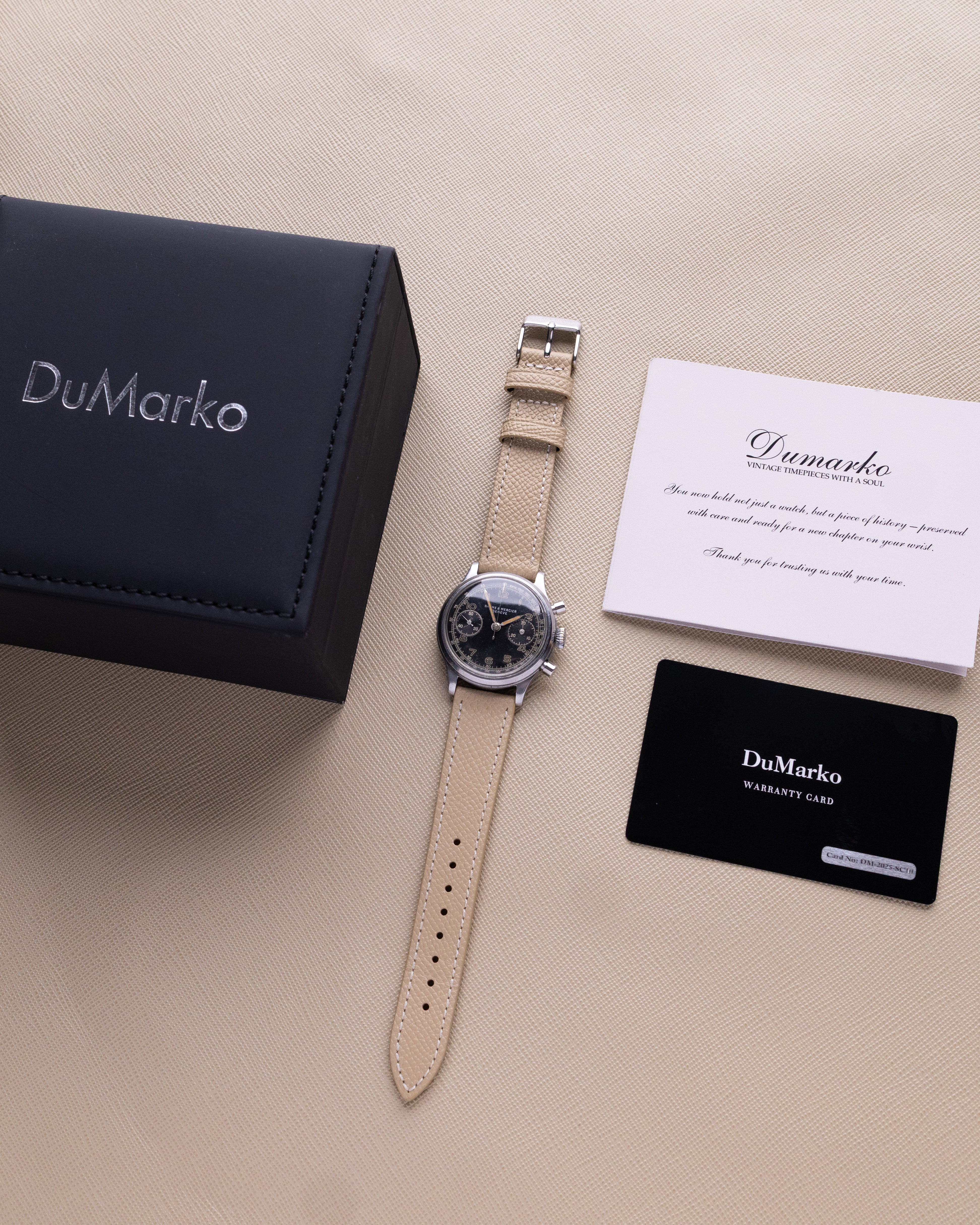 Vintage Baume & Mercier Genève Chronograph, Landeron 48, Rare Black Dial from 1950's - DuMarko