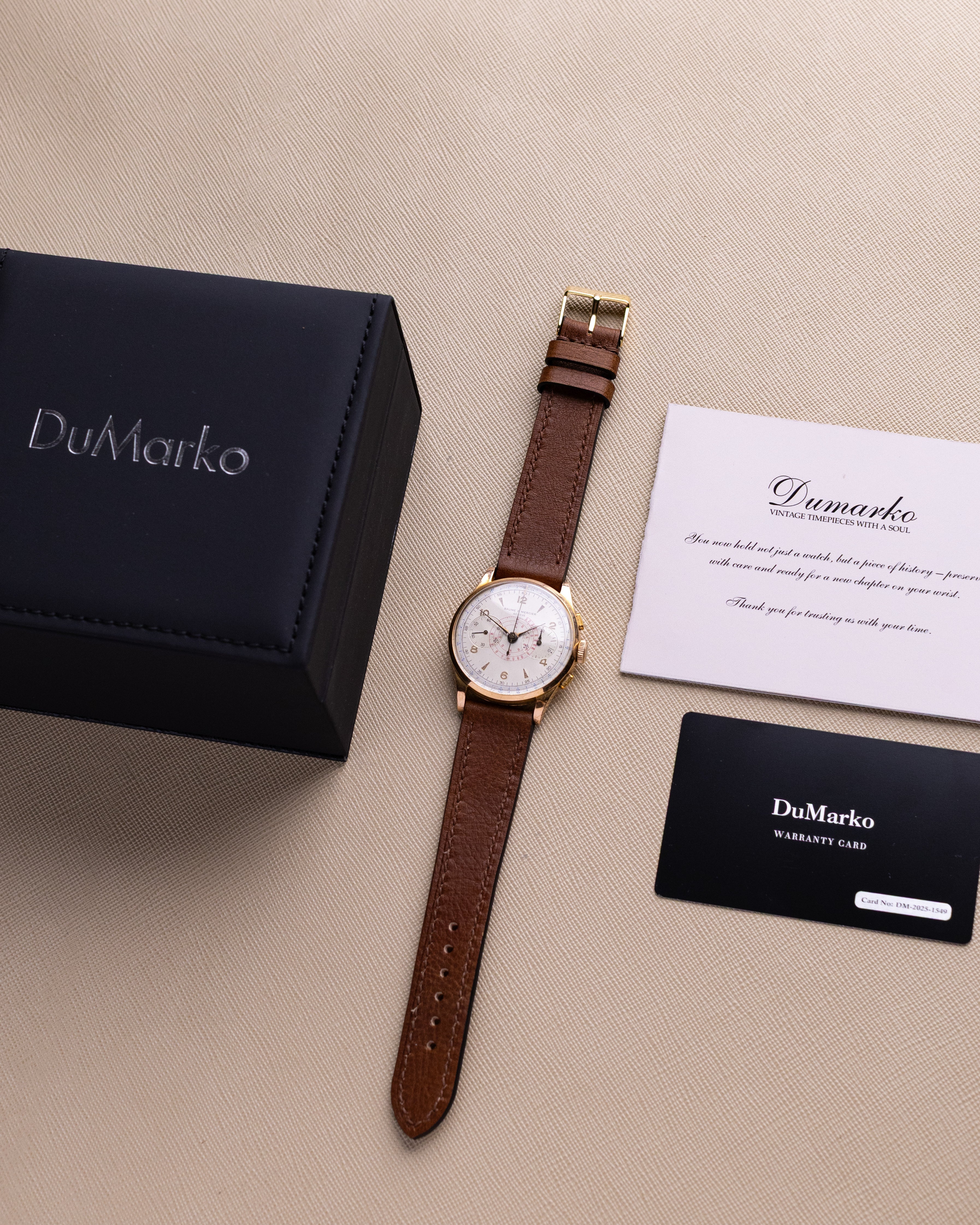 Vintage Baume&Mercier Genève Chronograph, Rosé solid gold case, Ref. 3916 from 1950's - DuMarko