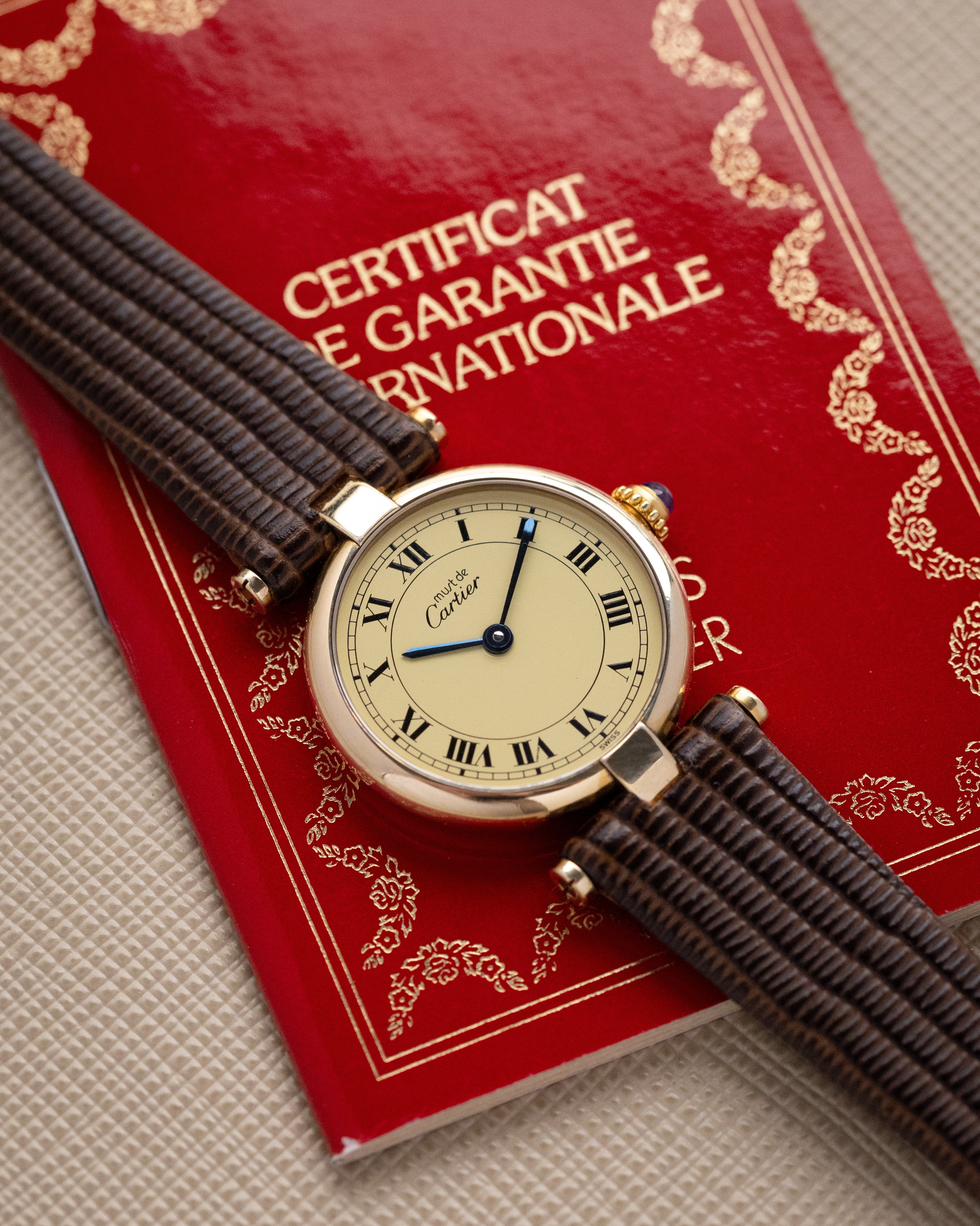 Vintage Cartier Must de Cartier Vendome, Ref. 590004, Ladies Watch, Vermeil Case, Roman Dial - DuMarko