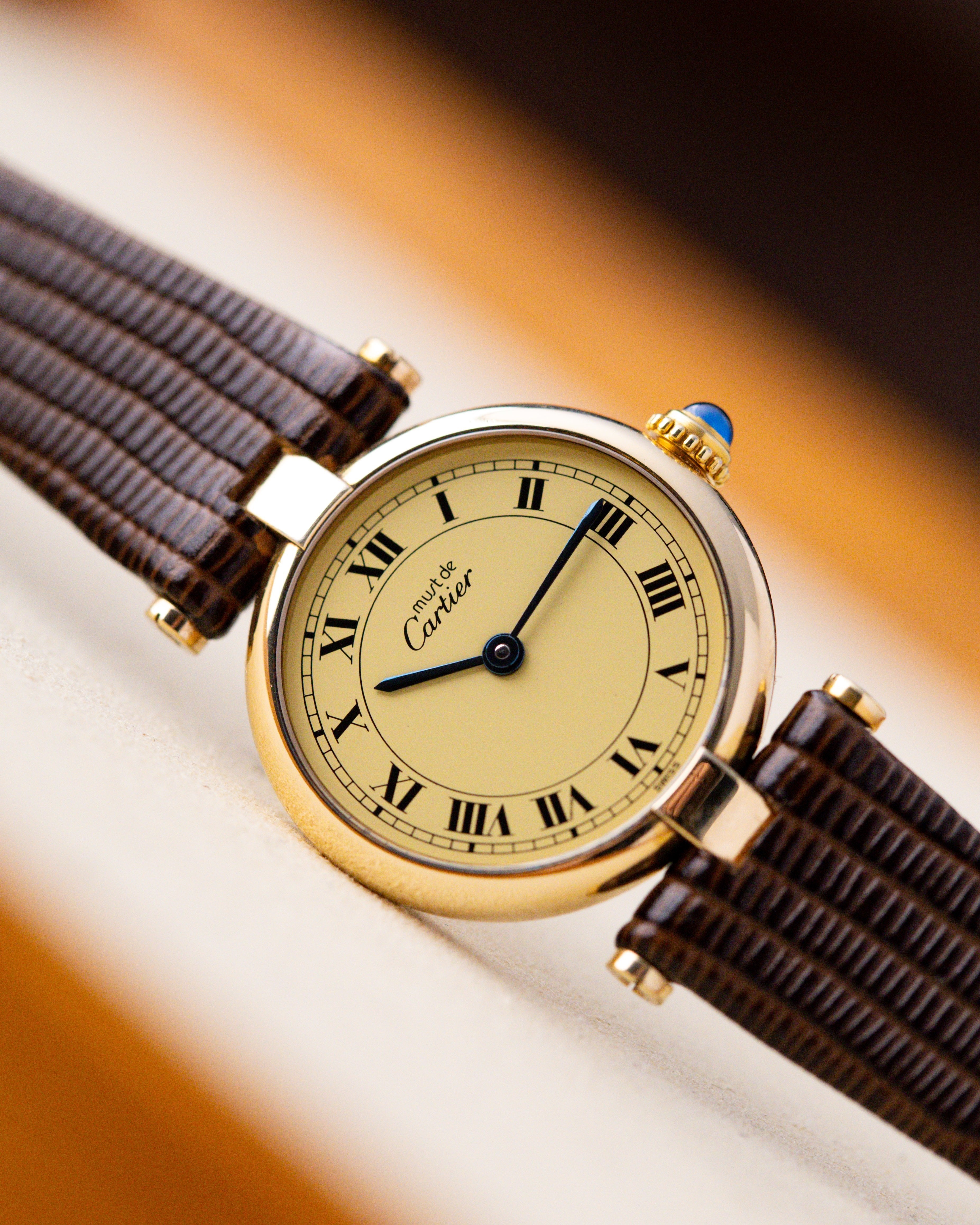 Vintage Cartier Must de Cartier Vendome, Ref. 590004, Ladies Watch, Vermeil Case, Roman Dial - DuMarko