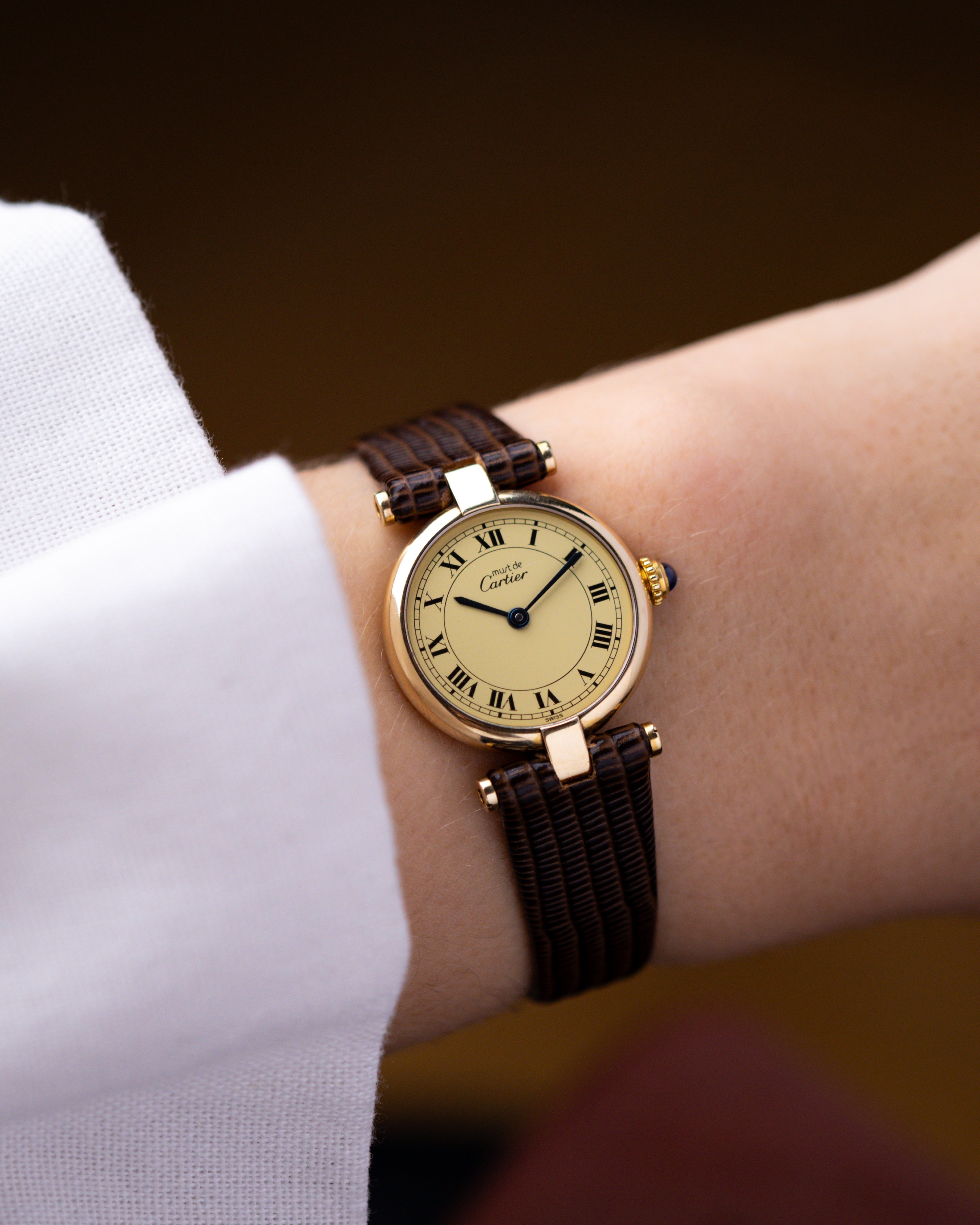 Vintage Cartier Must de Cartier Vendome, Ref. 590004, Ladies Watch, Vermeil Case, Roman Dial - DuMarko