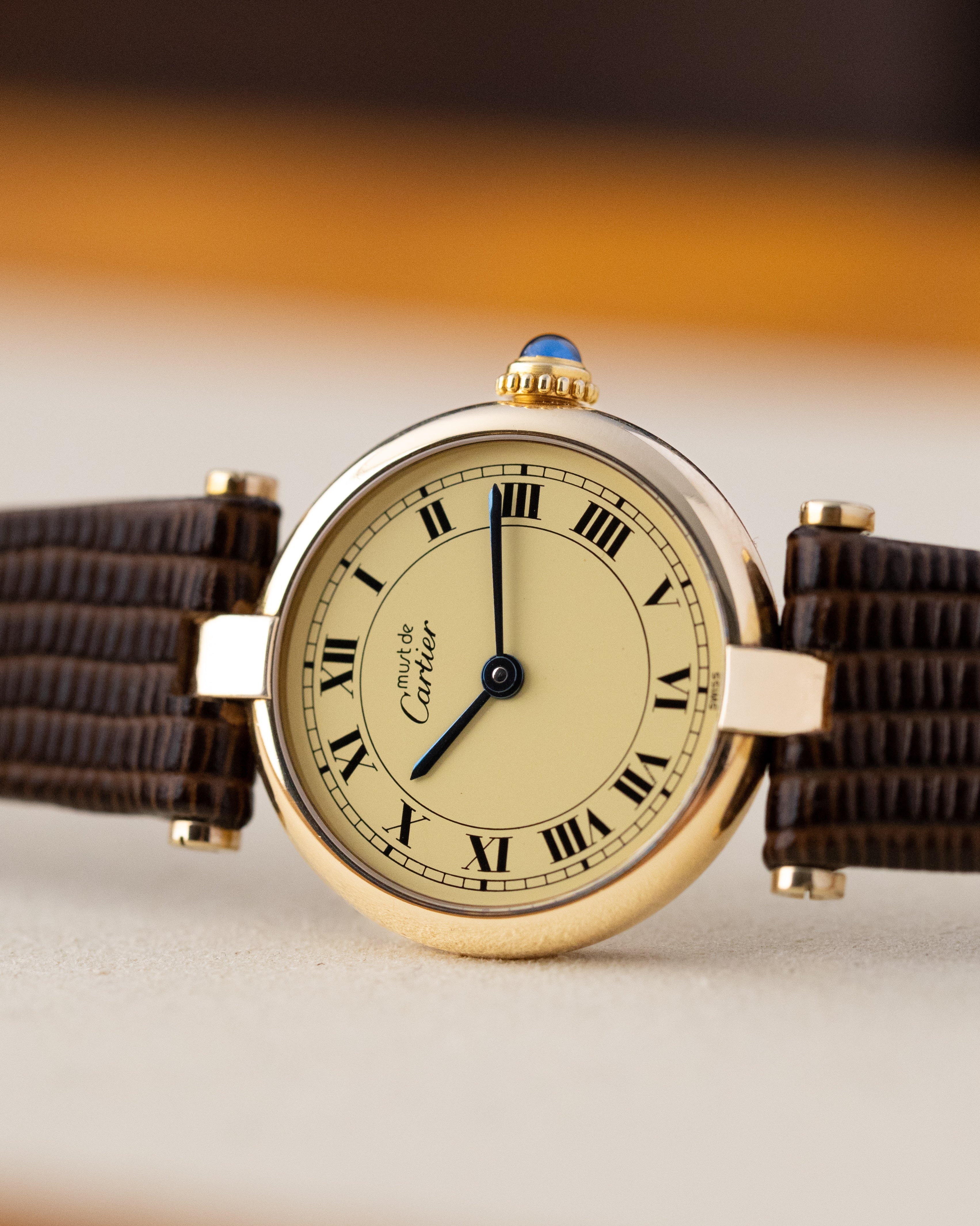 Vintage Cartier Must de Cartier Vendome, Ref. 590004, Ladies Watch, Vermeil Case, Roman Dial - DuMarko