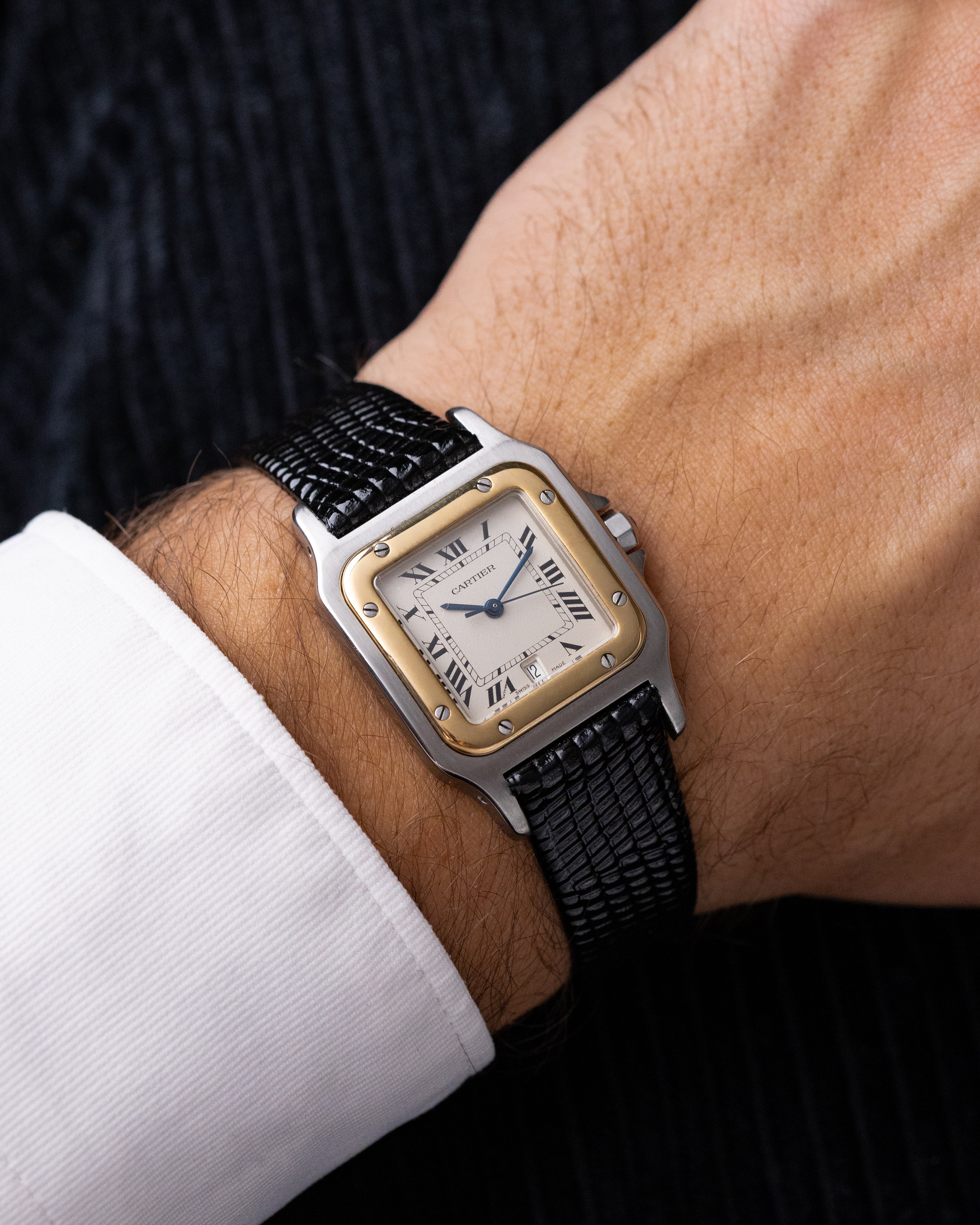 Vintage Cartier Santos Quartz, Ref. 187901, Roman numerals, Date